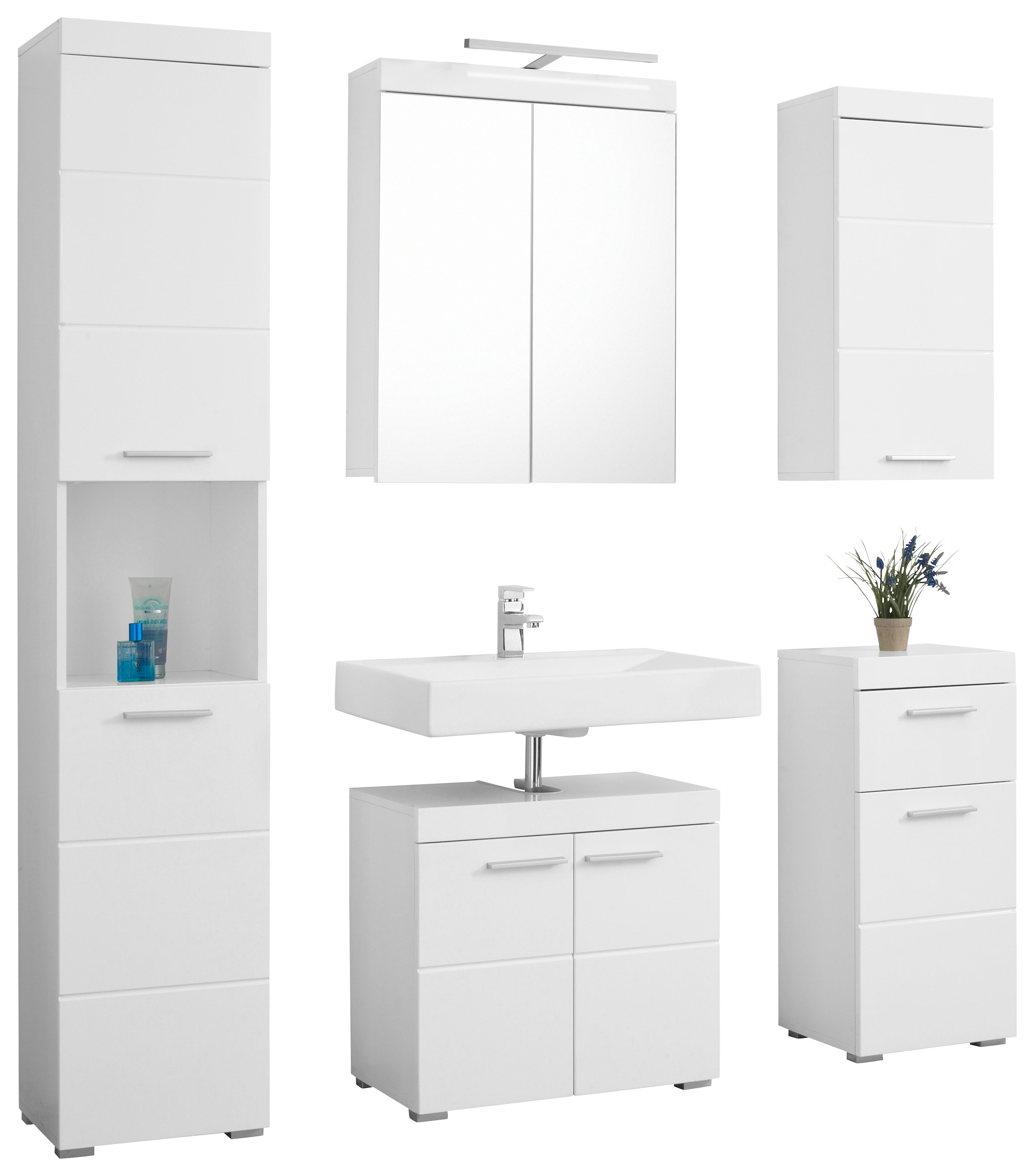 INOSIGN Badmöbel-Set »Avena«, (Set, 5 St.), Badezimmermöbel in verschiedenen Farben - Masse (B/T/H) 163/34/190 cm