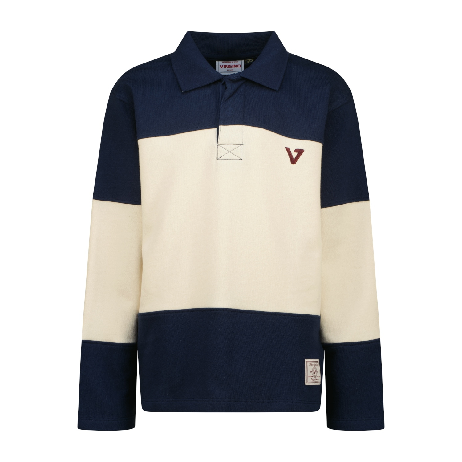 Vingino Polo à manches longues avec grand imprimé dorsal / design colorblock / pour garçons