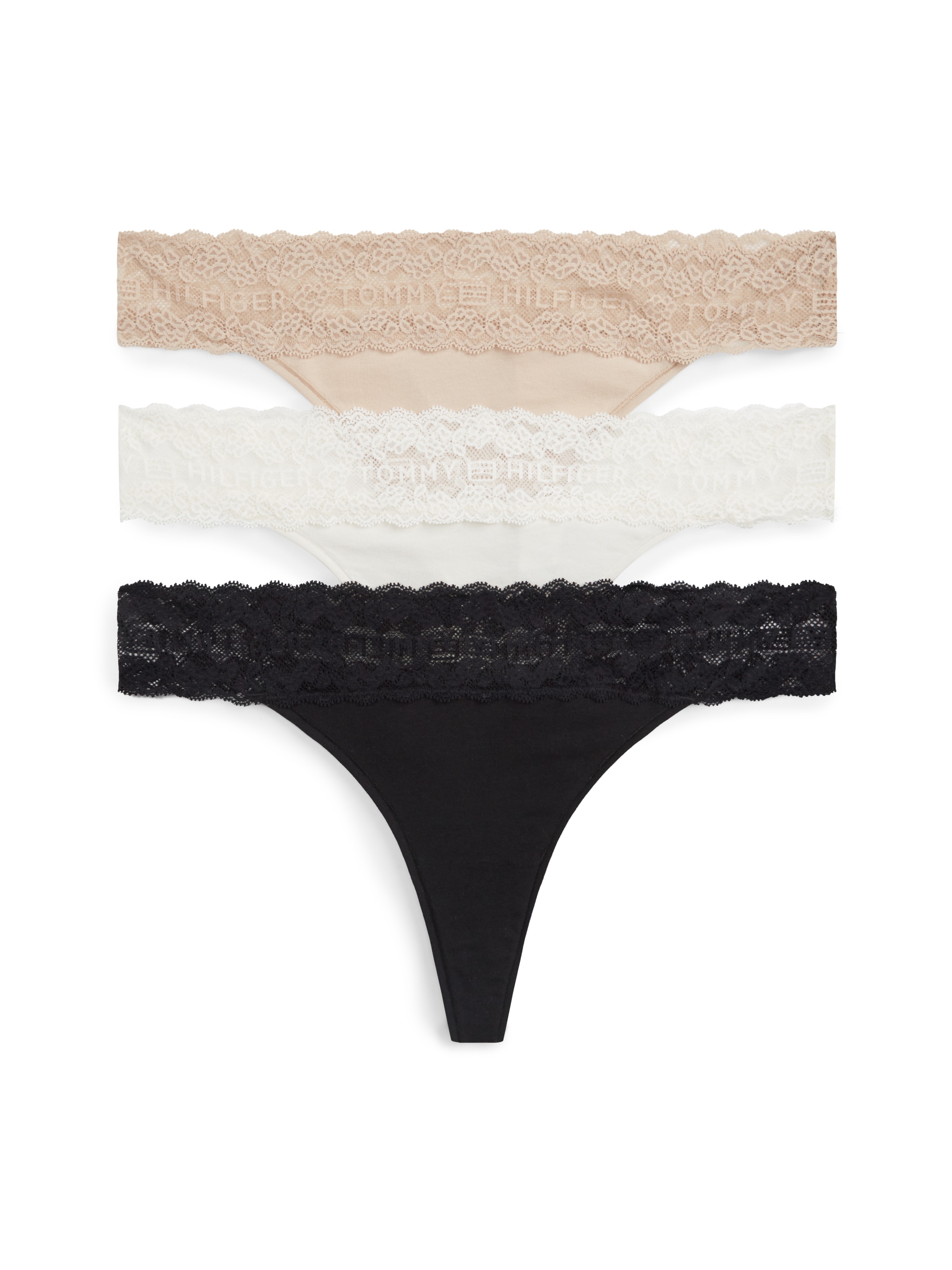 Tommy Hilfiger Underwear Tanga 3 cuis Coupe près du corps avec ceinture en dentelle élastique