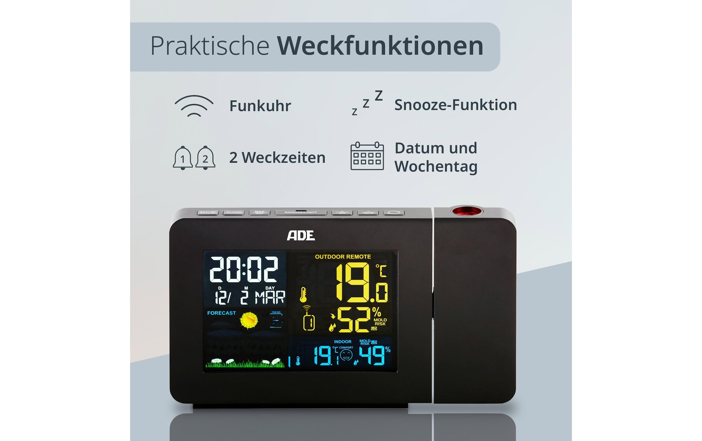 ADE Funkwetterstation »mit Funk-Aussensensor«