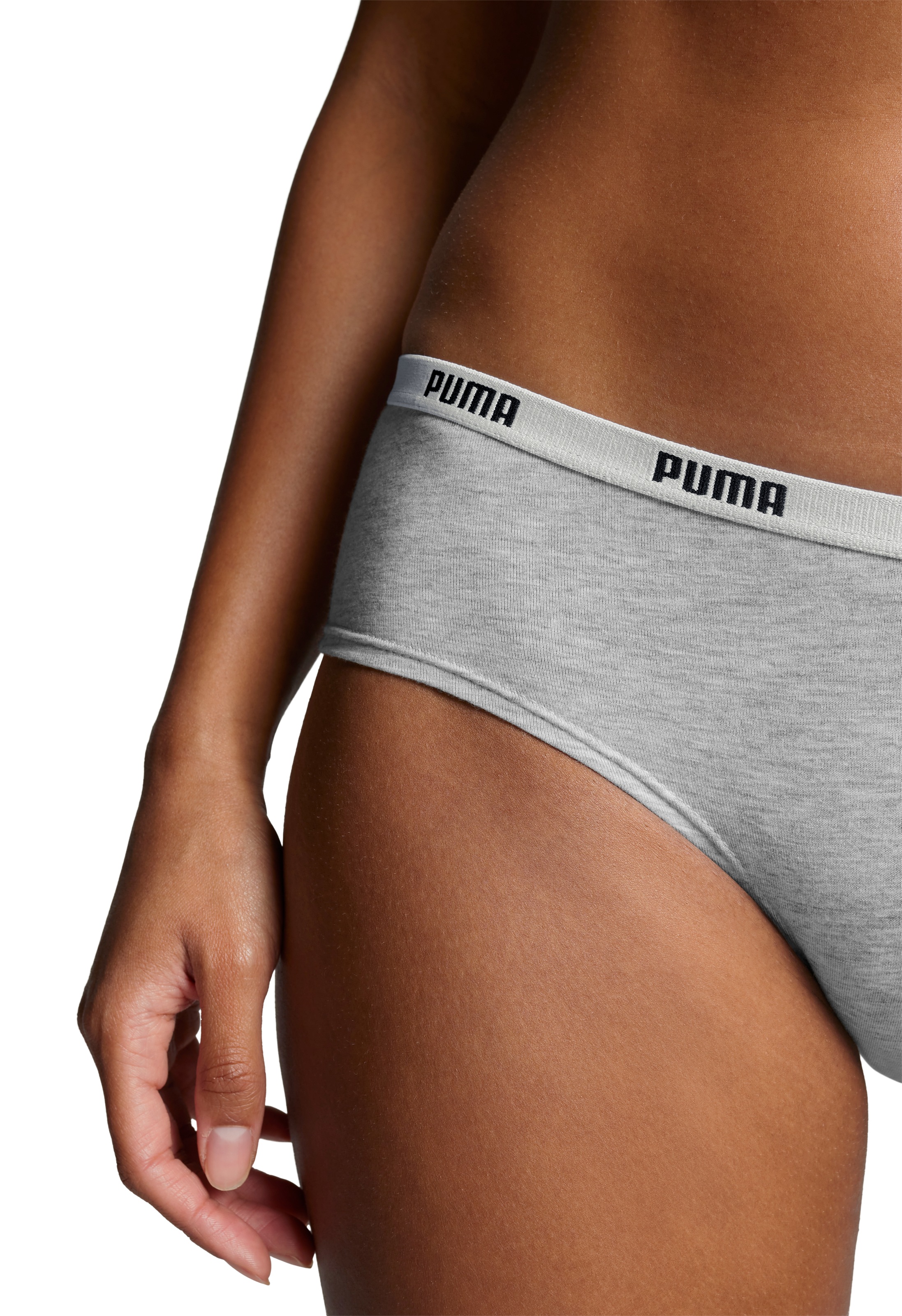 PUMA Hipster »PUMA WOMEN HIPSTER 2P«, (2er Pack), Mit elastischem Logobund