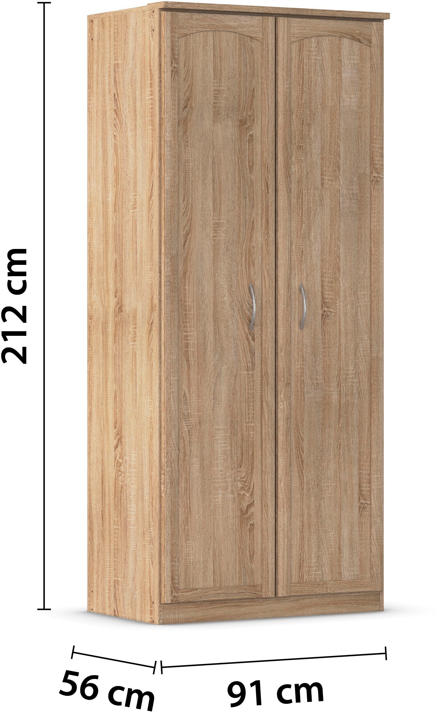 rauch Kleiderschrank »Schrank Garderobe Garderobenschrank Putzschrank Wäscheschrank TORRENT« Breiten 91/136/181 cm, Höhe 210 cm,  optional Aussenschubladen und Spiegel, viel Stauraum MADE IN GERMANY