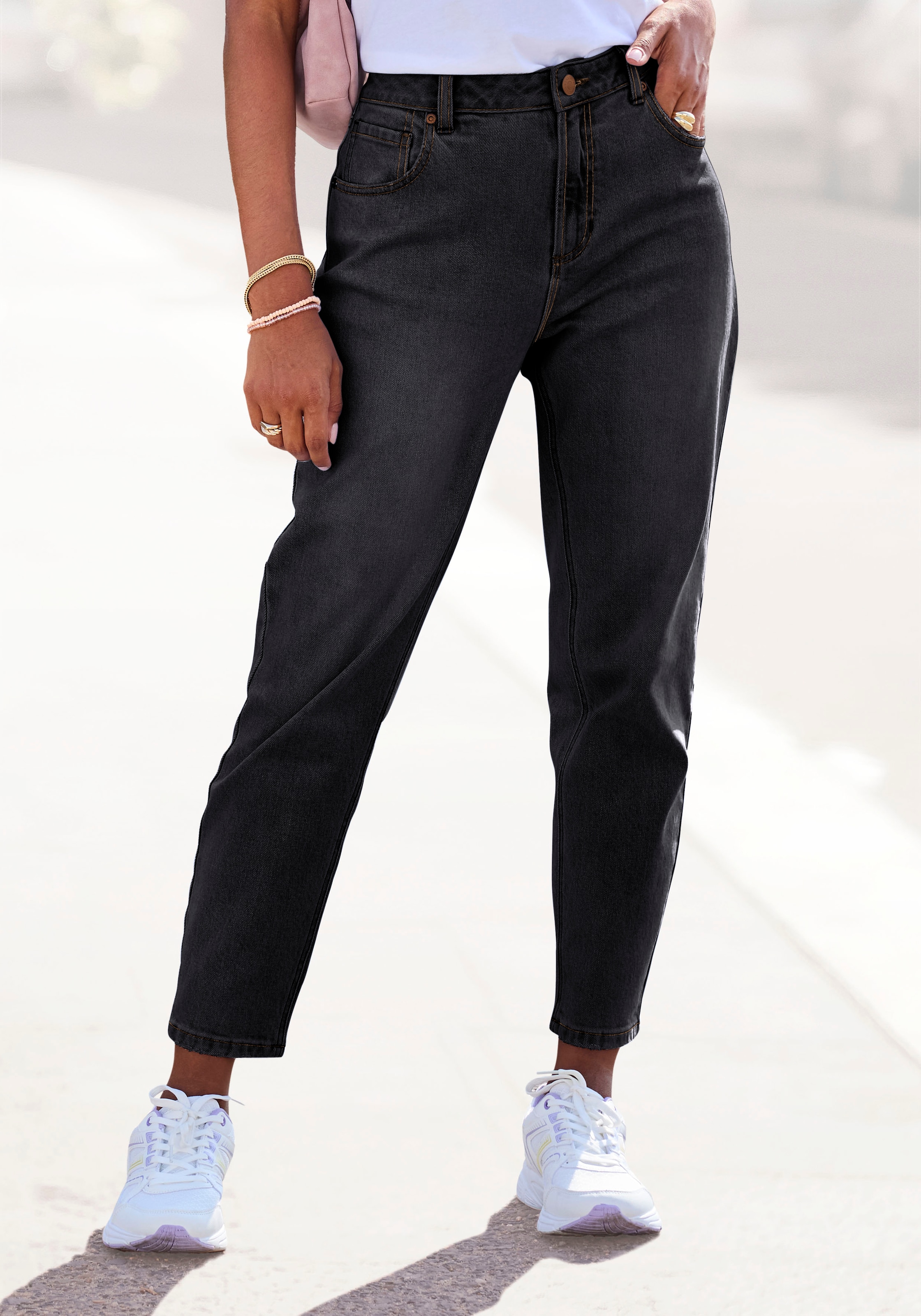 LASCANA Mom-Jeans, mit hohem Bund. elastische Denimware