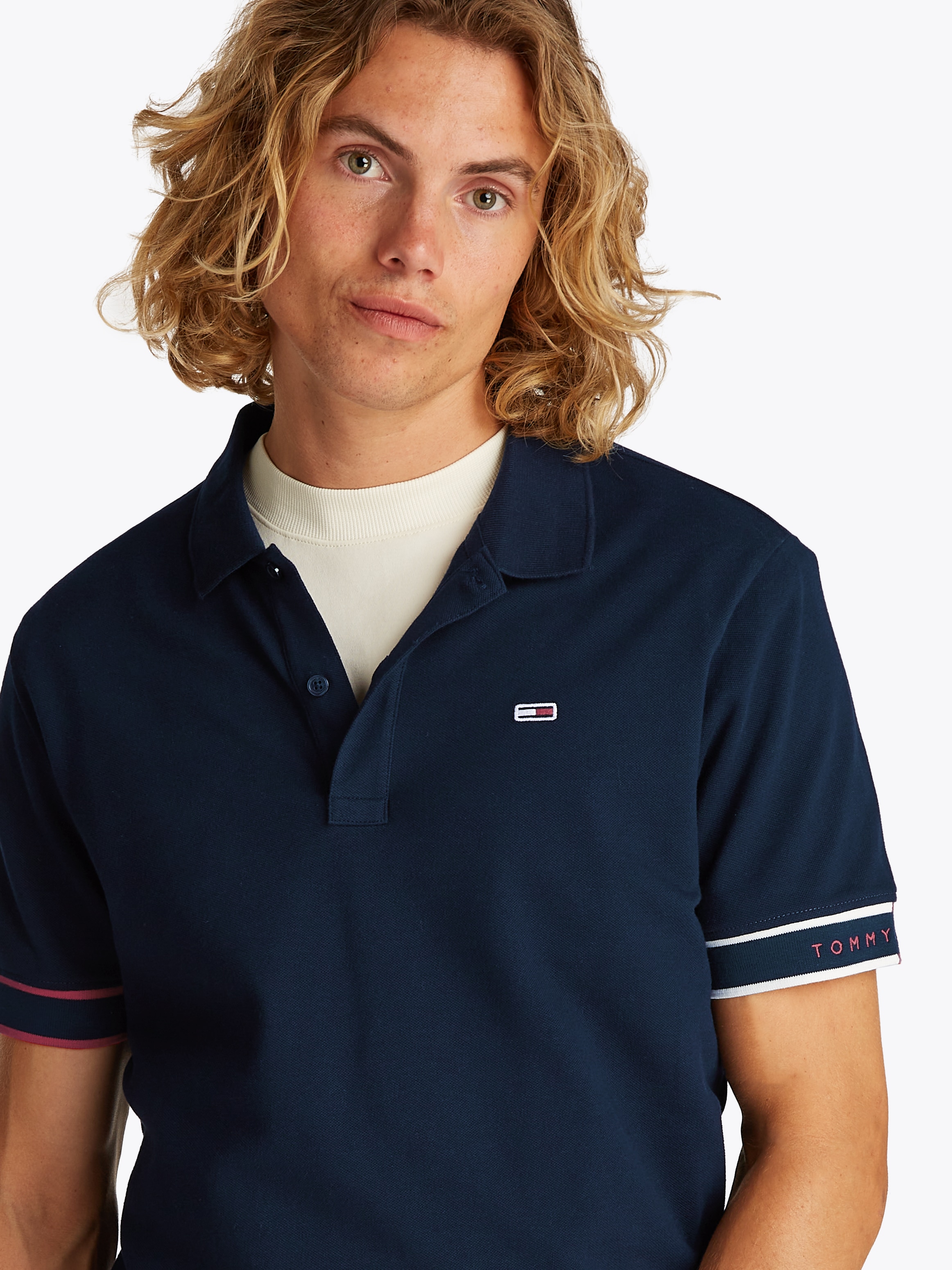 Tommy Jeans Poloshirt »TJM SLIM FLAG CUFF POLO EXT«