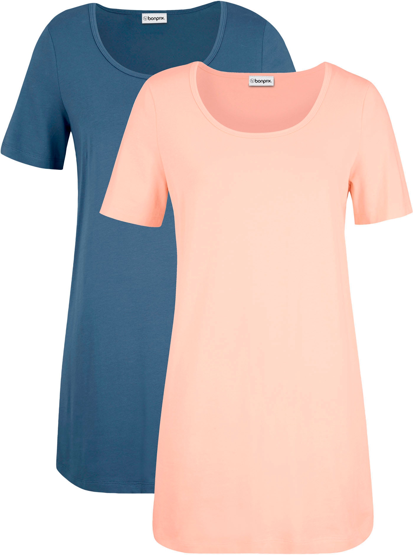 Image of bonprix T-Shirt Packung, 2 Stk. lockerer loose fit, Halbarm, Longshirt
