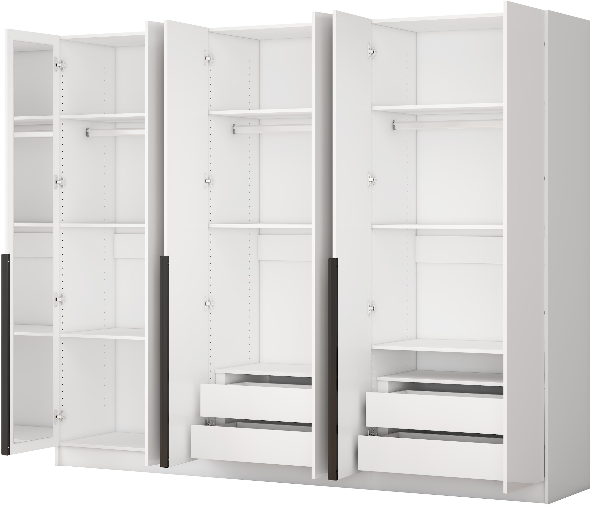 GOODproduct Armoires à vêtements »Annor Schlafzimmerschrank Breite 242cm hochglanz Schrank Garderobe« Armoire à portes battantes avec aménagement intérieur parfait - poignées de porte élégantes