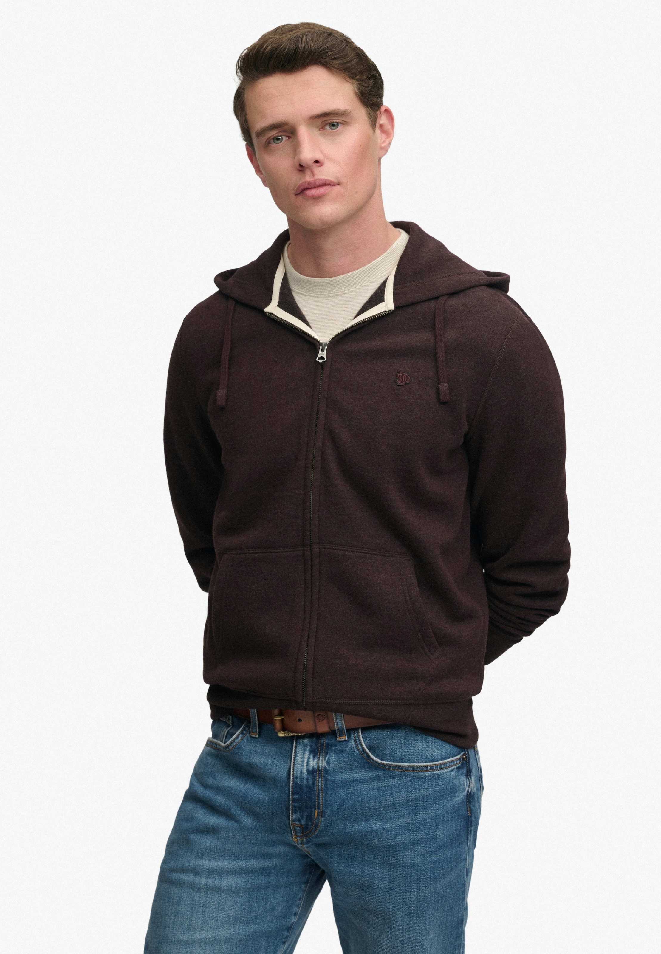 Superdry Sweat à capuche »ESSENTIAL SDCO LOGO ZIPHOOD« mélange coton, coupe régulière