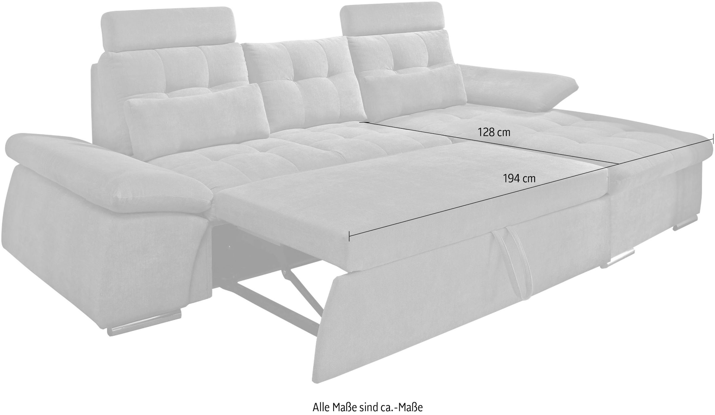 ED EXCITING DESIGN Ecksofa »Nalo L-Form« mit Bettfunktion, Armteilverstellung, Kopfstützen & 2 Nierenkissen