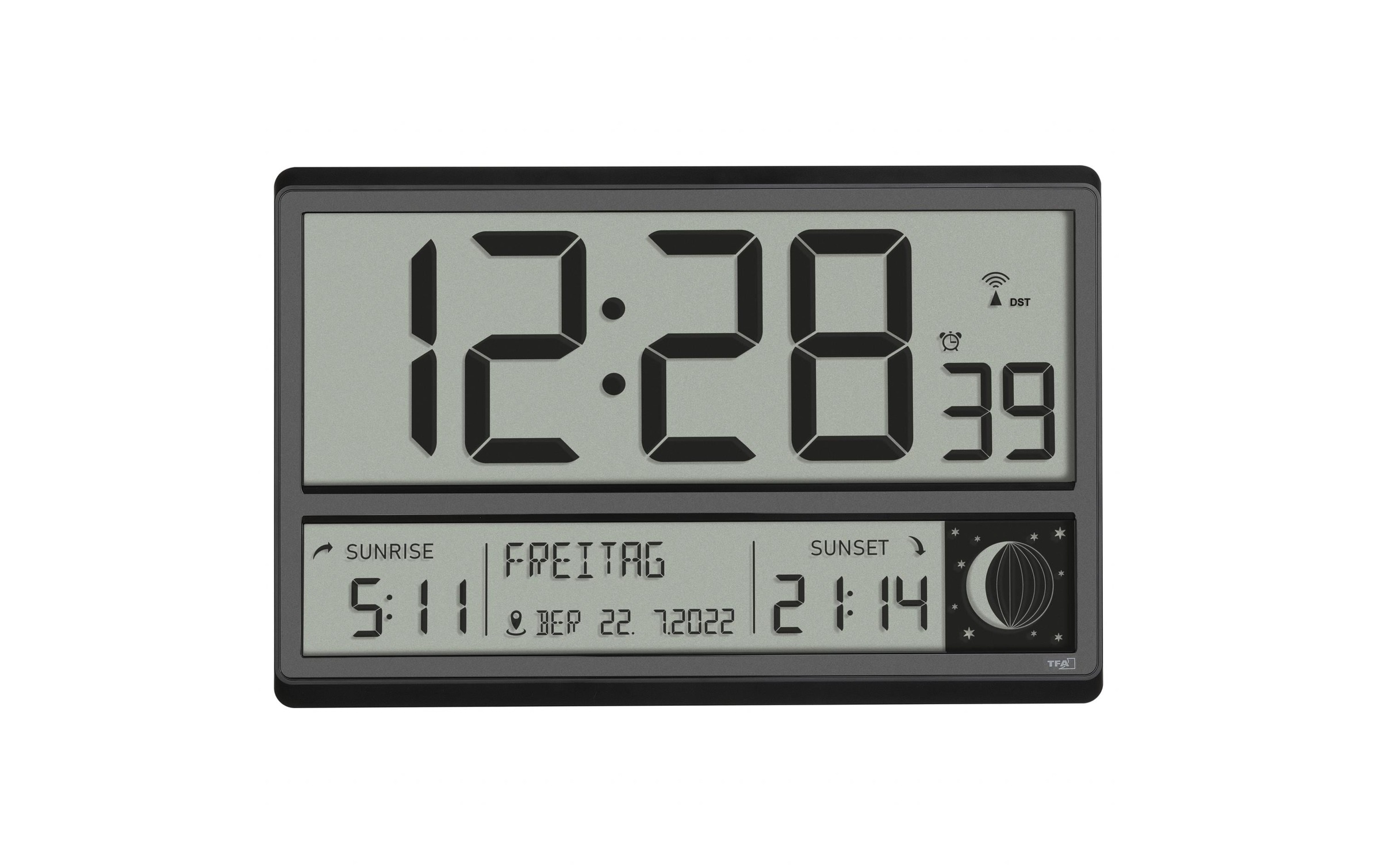 TFA Dostmann Horloge murale radio »mit Sonnenauf- und -untergangsanzeige XL«