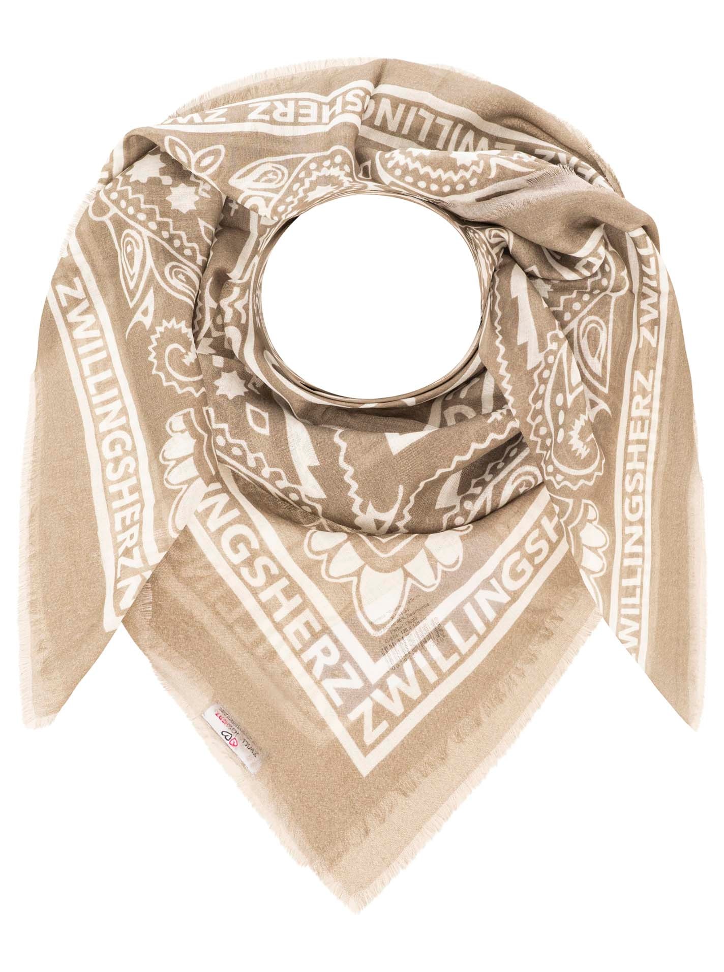 Zwillingsherz Foulard de mode »"Paisley Pattern"« motif cachemire, bordures à franges tout autour, matériau léger
