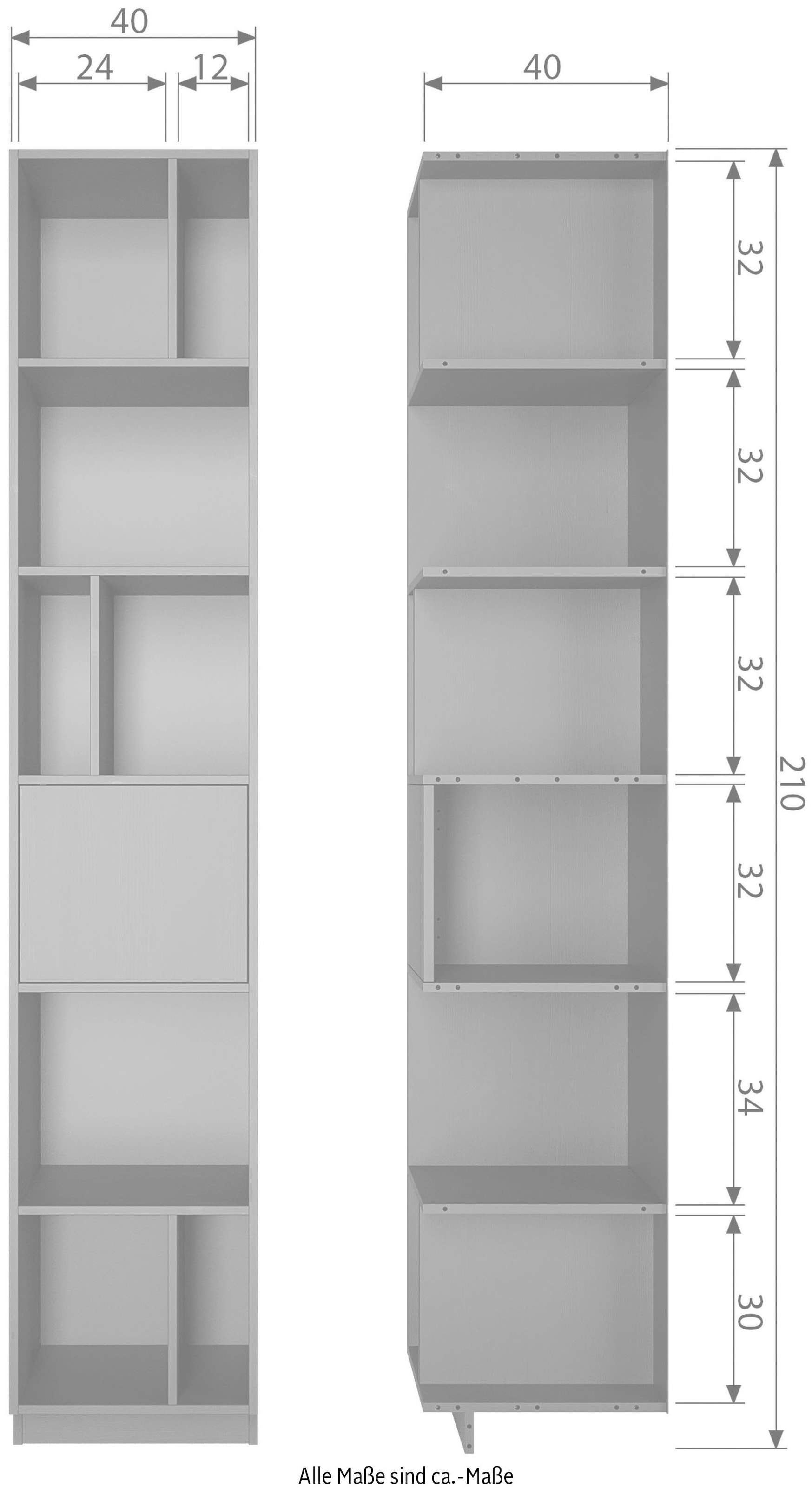 WOOOD Bücherregal »Finca FSC®-Kiefernholz mit Druckmechanismus H 210 x B 40 x T 40 cm« Tragkraft 10 kg pro Boden, schwebende Optik, Einfach zu montierbar