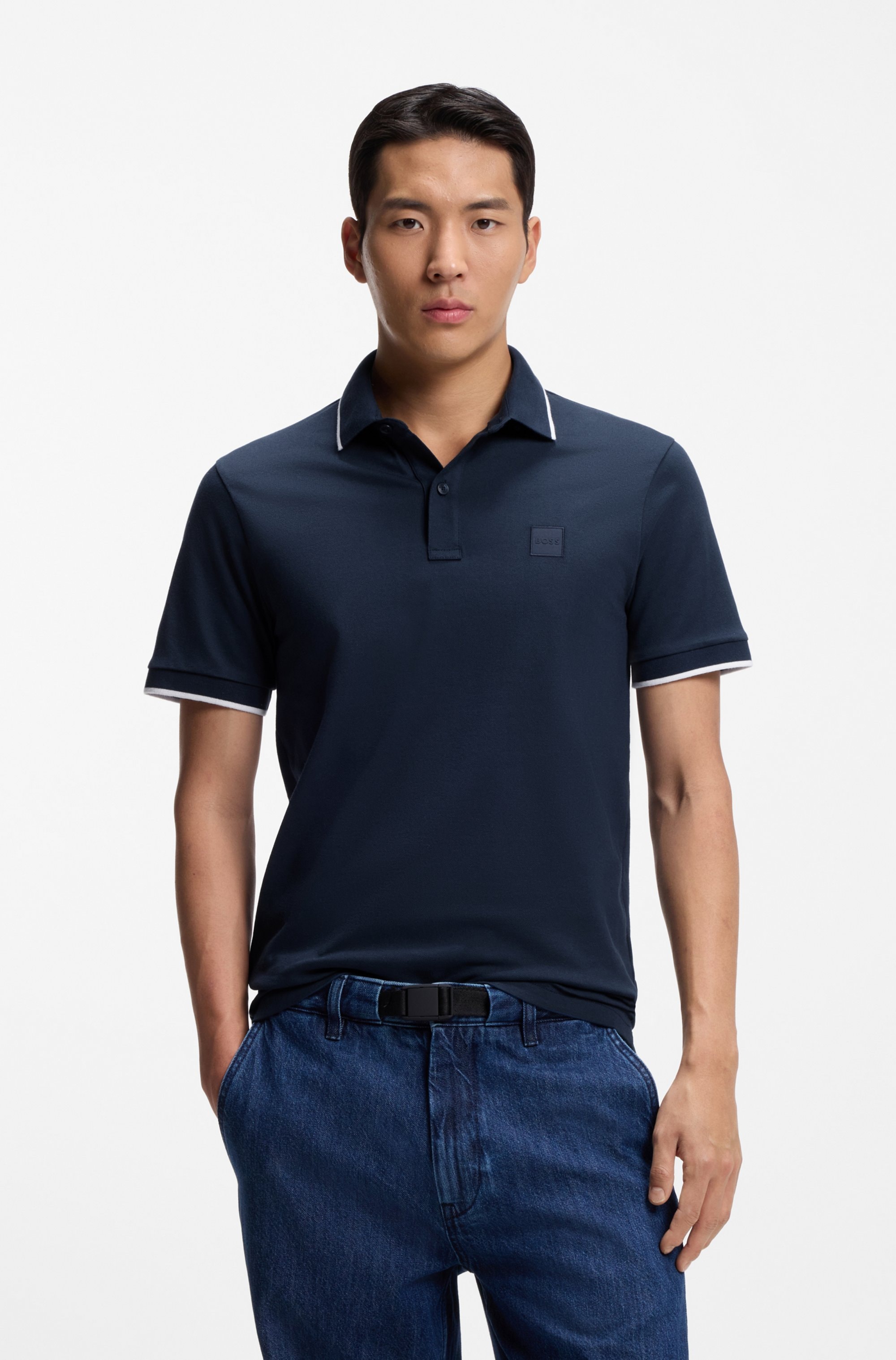 Image of BOSS ORANGE Poloshirt "Passertip" mit BOSS Logo-Badge