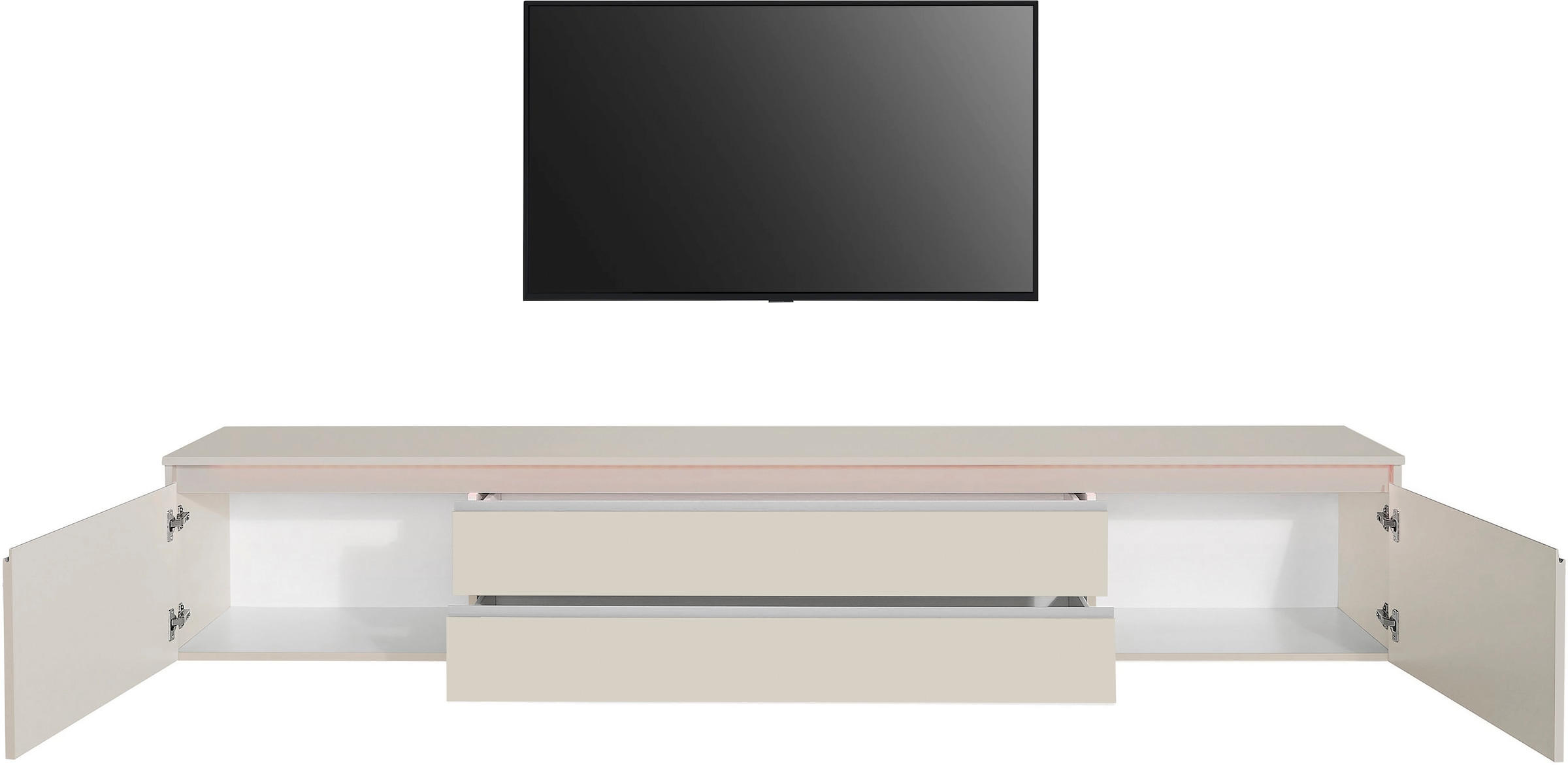 Home affaire Table basse »Magic,Lowboard,TV-Kommode,TV-Möbel,TV-Bank« Alugriff, 2 Türen, 2 Schubkästen, B/T/H 240×40×40 cm, kaschmir matt