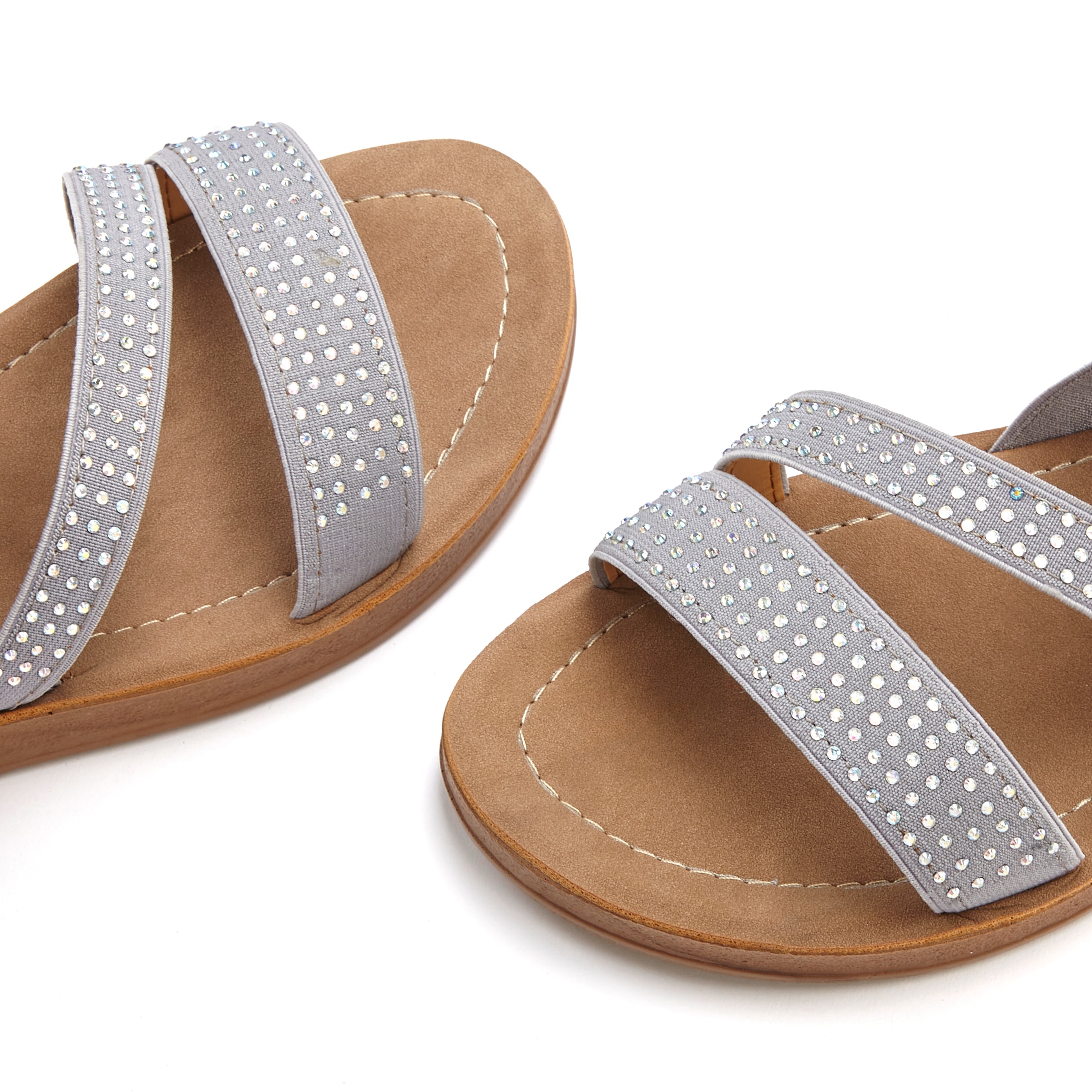 Vivance Sandale »Mule, Sandale, offener Schuh, Pantolette, Sommerschuh«, mit elastischen Riemchen und Glitzersteinchen