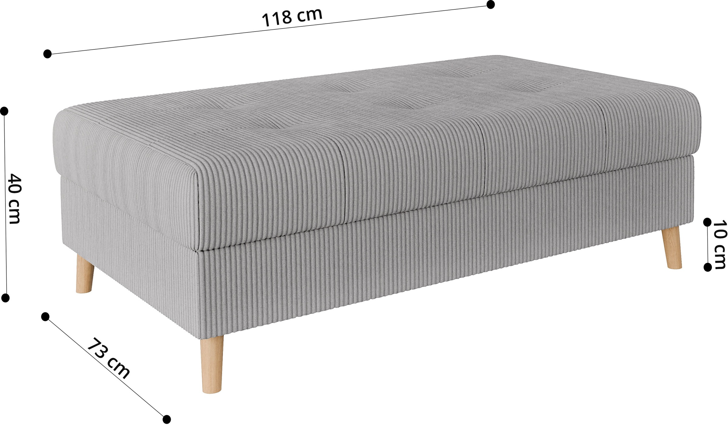 Home affaire Polsterhocker »CHARRE XXL, Steppung im Sitzbereich, Masse: B/T/H: 118/73/40 cm«, passend zur Serie CHARRE, auch in Cord und Bouclé