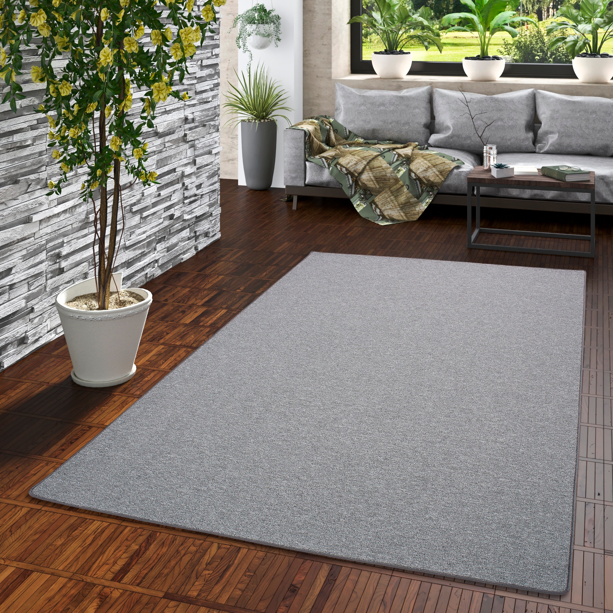 my home Teppich »Fortis, Schlinge, Made in Netherlands«, rechteckig, 5 mm Höhe, Uni Farben, gekettelt, auch als Läufer, strapazierfähig, Wohnzimmer