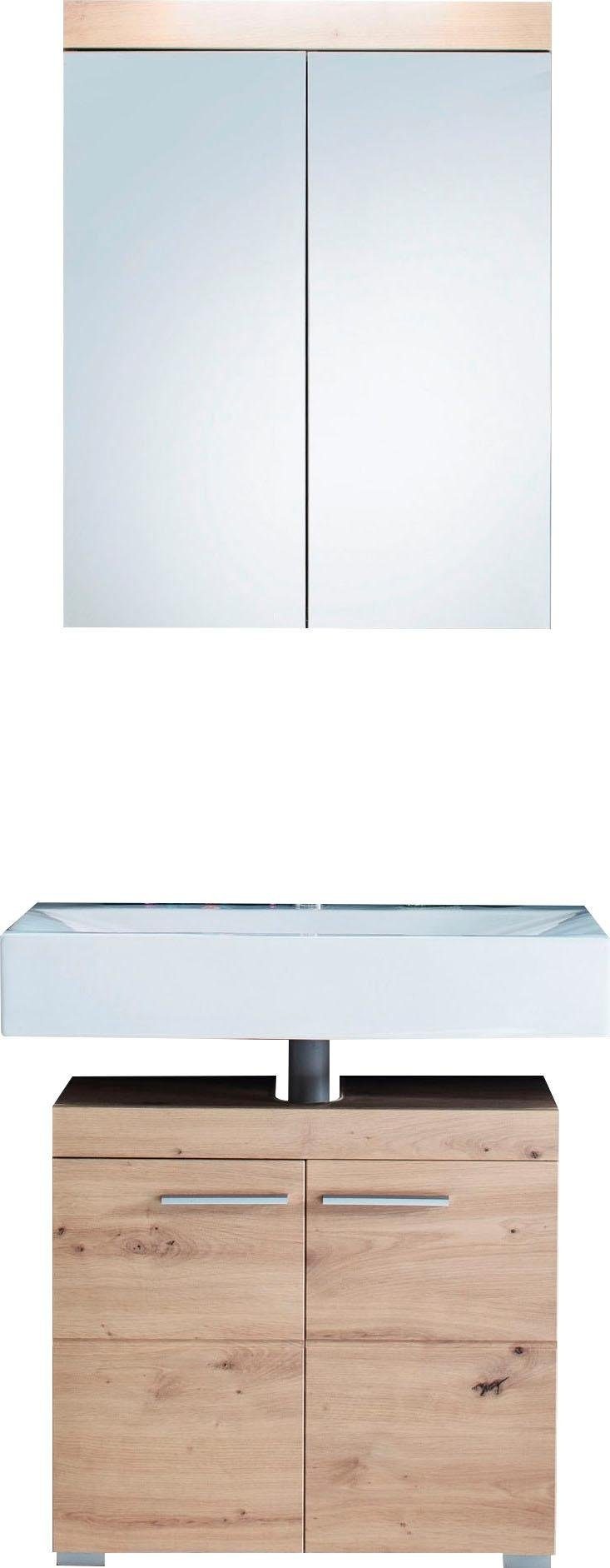 Image of trendteam Badmöbel-Set »Amanda«, (Set, 2 St.), mit Spiegelschrank und Waschbeckenunterschrank, MDF-Fronten in Hochglanz- oder Holzoptik bei Ackermann Versand Schweiz