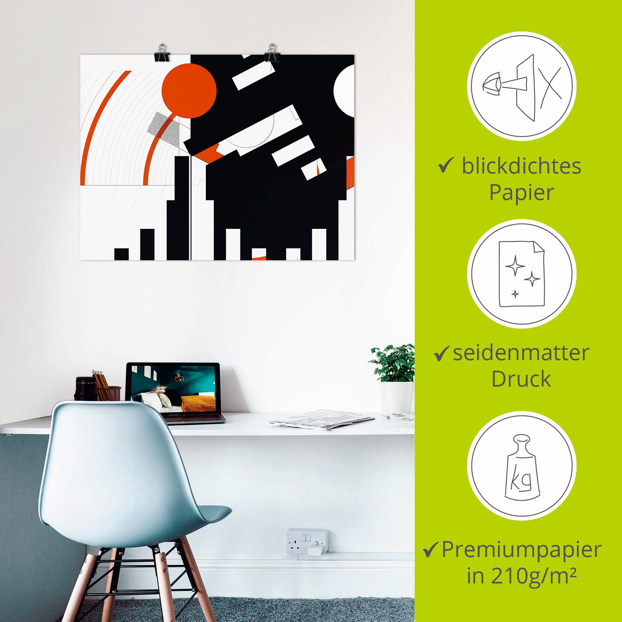 Artland Poster »Schwarz weiss trifft rot Version 5« Muster 1 Stk. tlg. ohne Rahmen