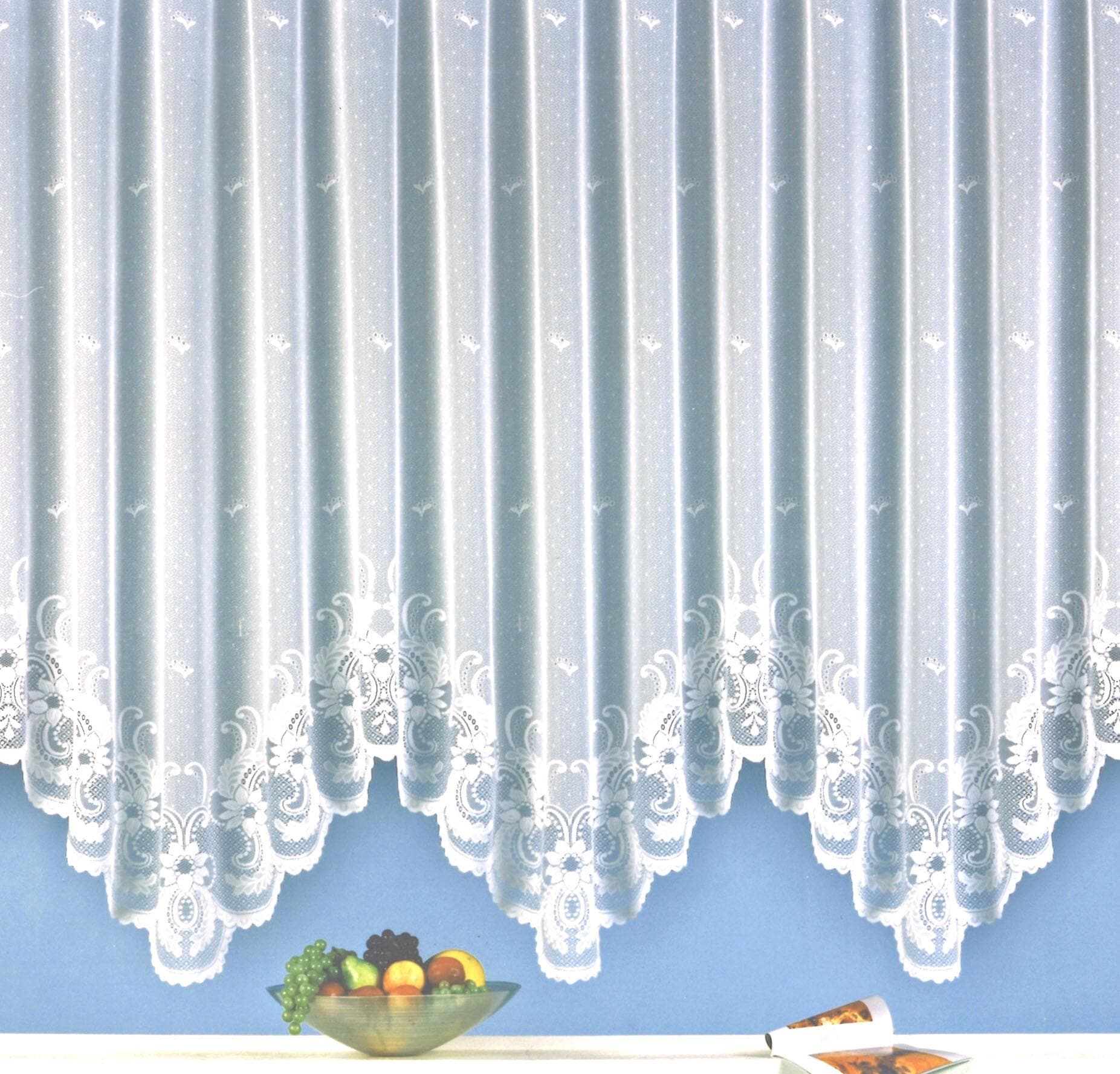 Image of Weckbrodt Gardine "Flensburg" Kräuselband 1 Stk. tlg. Bogenstore, Jacquard, halbtransparent, Bordüre, Sockel, Store