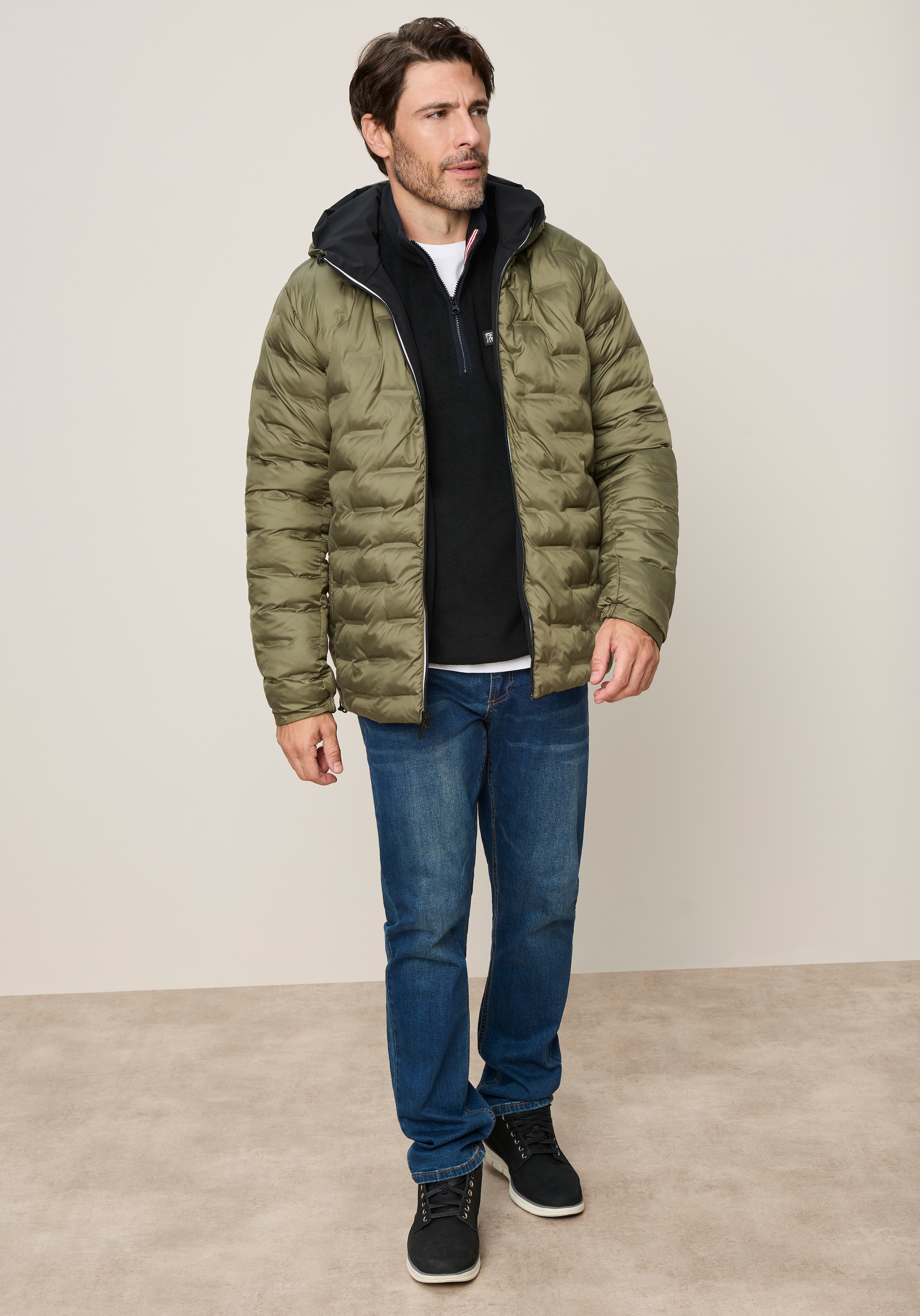 Man's World Veste réversible avec capuche veste 2-en-1 à porter des deux côtés, une face matelassée