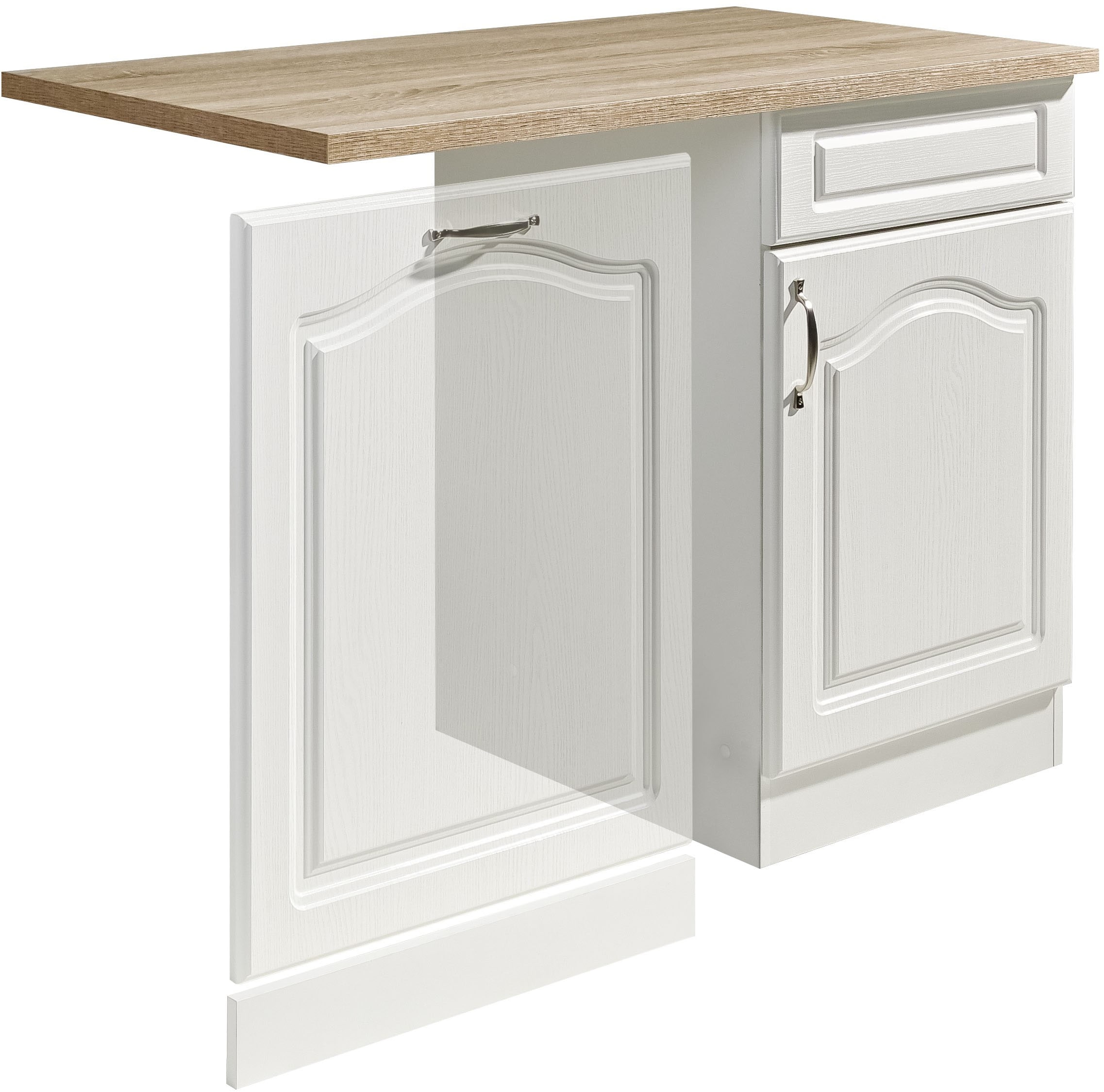 Image of wiho Küchen Spülenschrank "Linz" 110 cm breit, Tür & Sockel für Geschirrspüler, in Landhaus-Optik