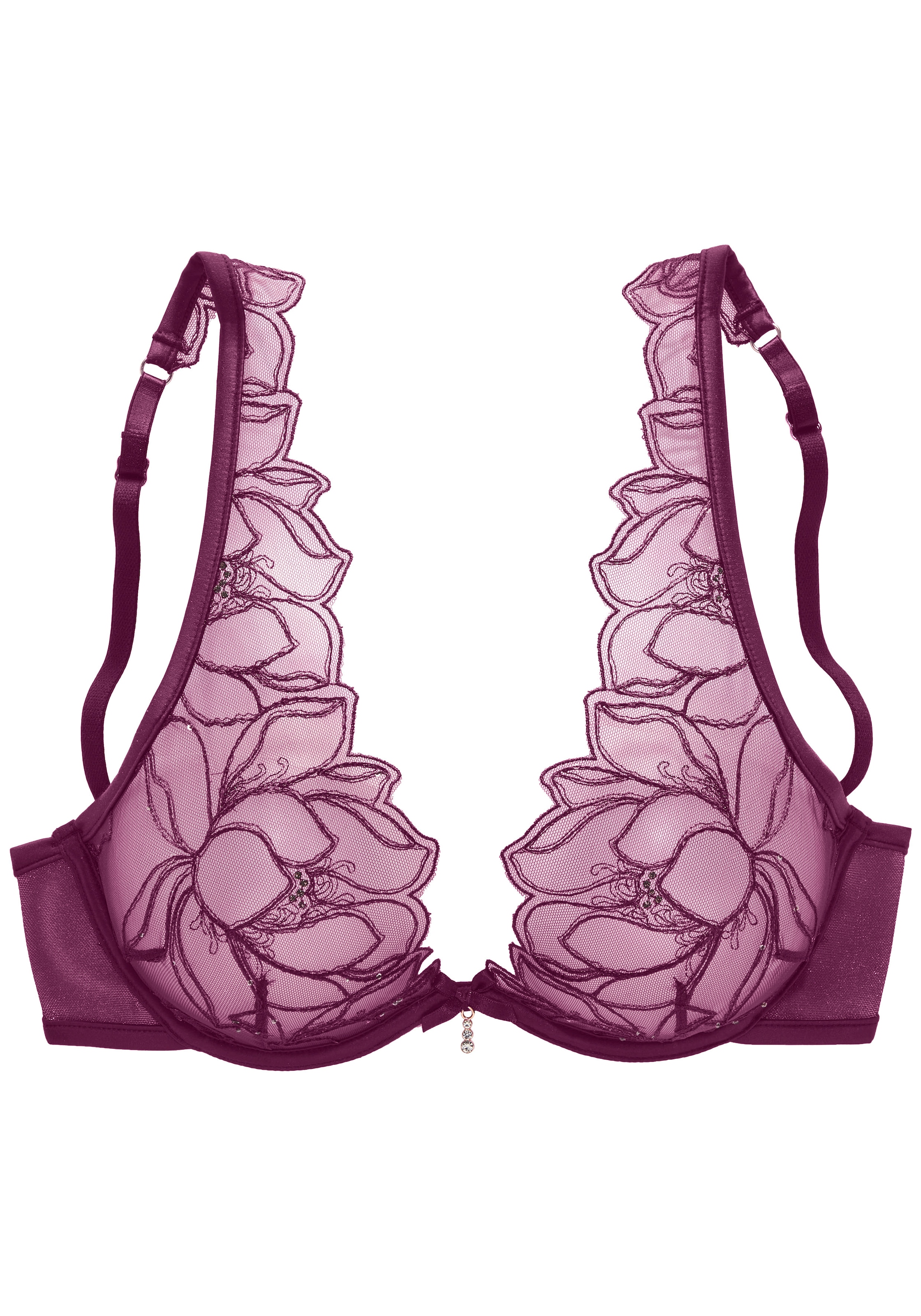 LASCANA Bügel-BH »Amira-Kollektion« mit leicht transparenter Spitze mit feinen Glitzerdetails, Dessous