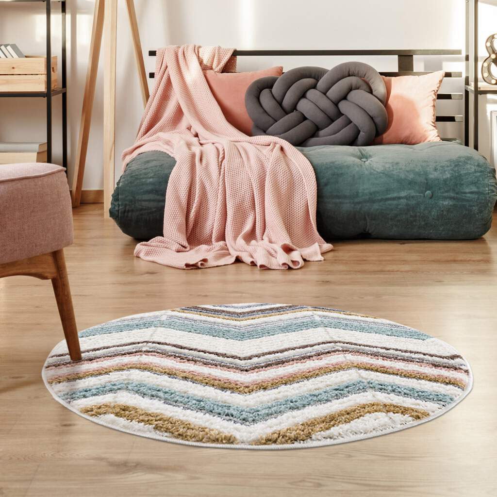 Image of Carpet City Hochflor-Teppich "Focus 3009" rund 20 mm Höhe Boho-Teppich, Hochtief-Muster/ 3D-Effekt, für Wohnzimmer, Schlafzimmer