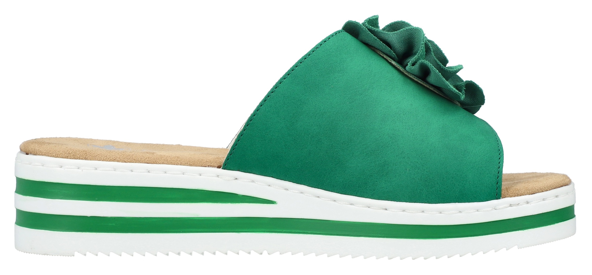 Rieker Pantolette  , Sommerschuh, Poolslide, Strandschuh, Keilabsatz, mit Klettverschluss