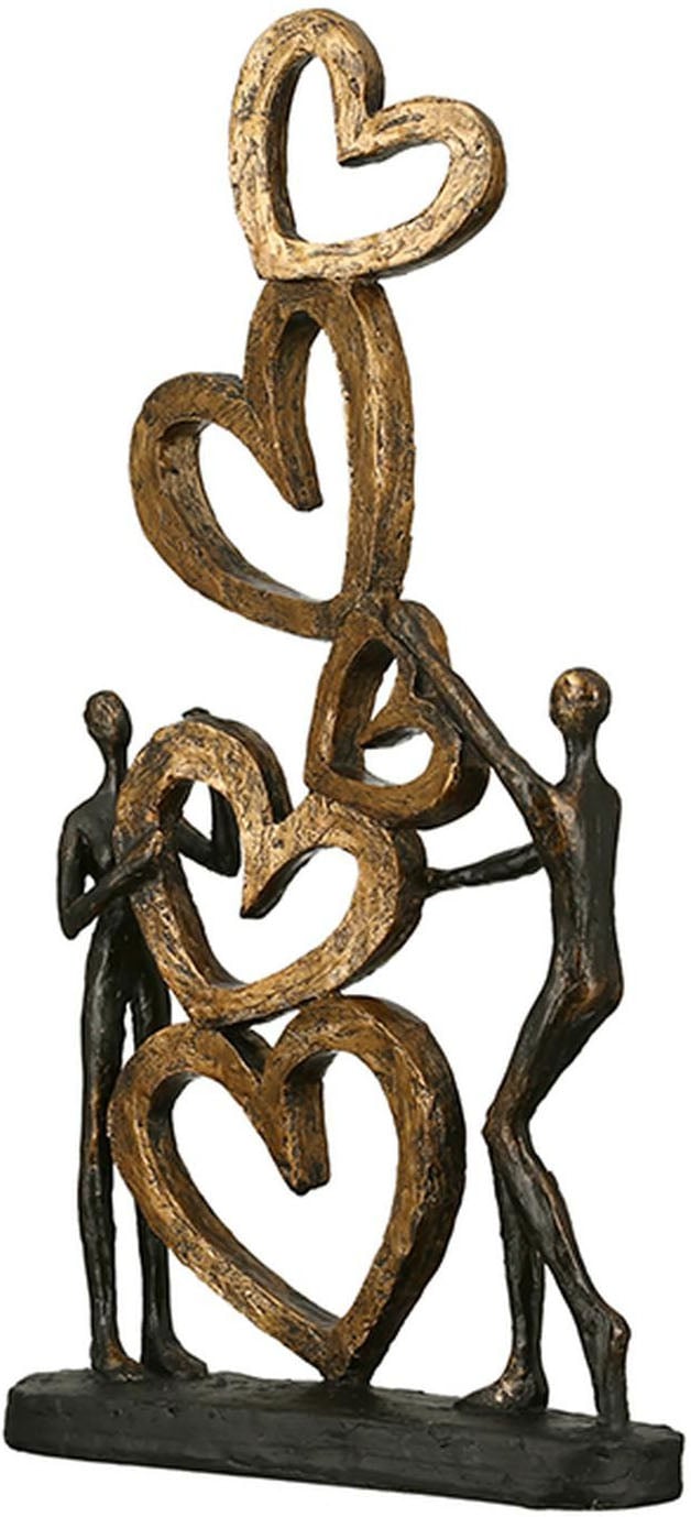 Casablanca by Gilde Figurine de décoration »Skulptur Herz auf Herz, gold/schwarz« Objet déco, hauteur 41, salon