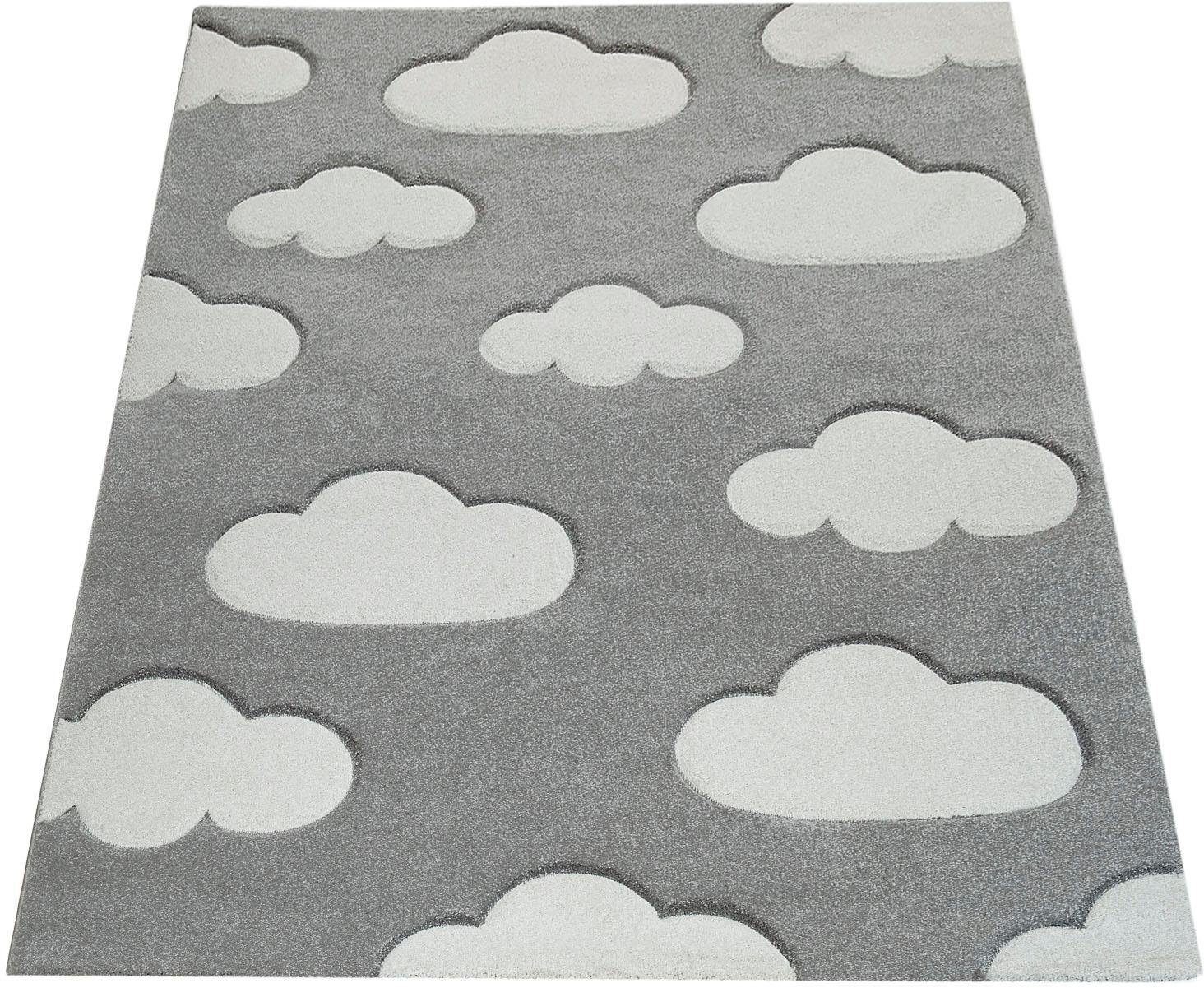 Image of Paco Home Kinderteppich »Cosmo 342«, rechteckig, 12 mm Höhe, 3D-Design, niedliches Wolken Motiv, Pastell-Farben, Kinderzimmer bei Ackermann Versand Schweiz