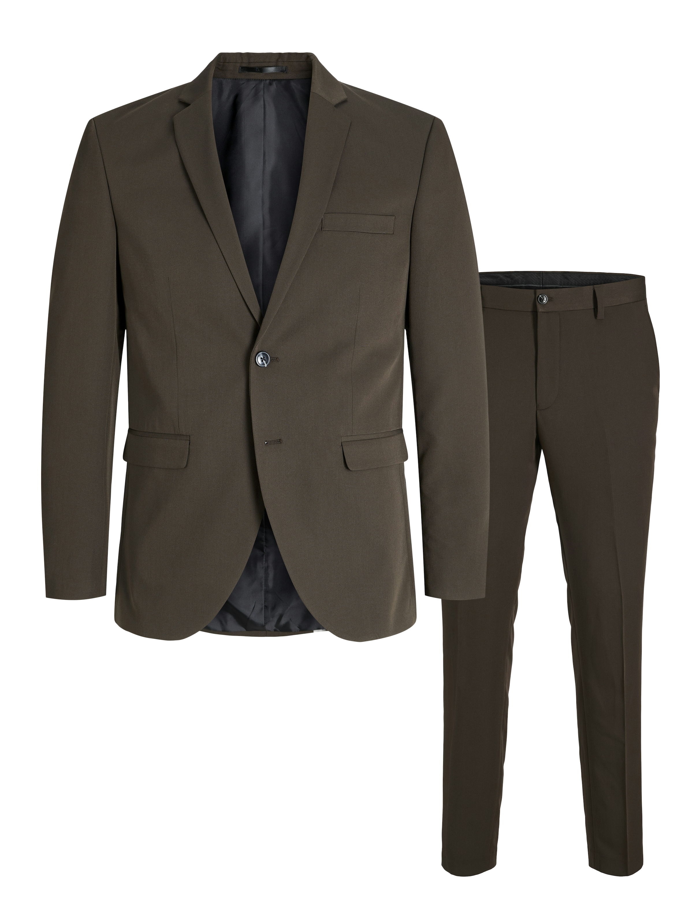 Jack & Jones Anzug »JPRFRANCO Extra schmal, pflegeleicht, stilvoll mit fallendem Revers«, (Packung, 2 tlg.), slim fit, unifarben, modisch, slim fit, Kunstfaser