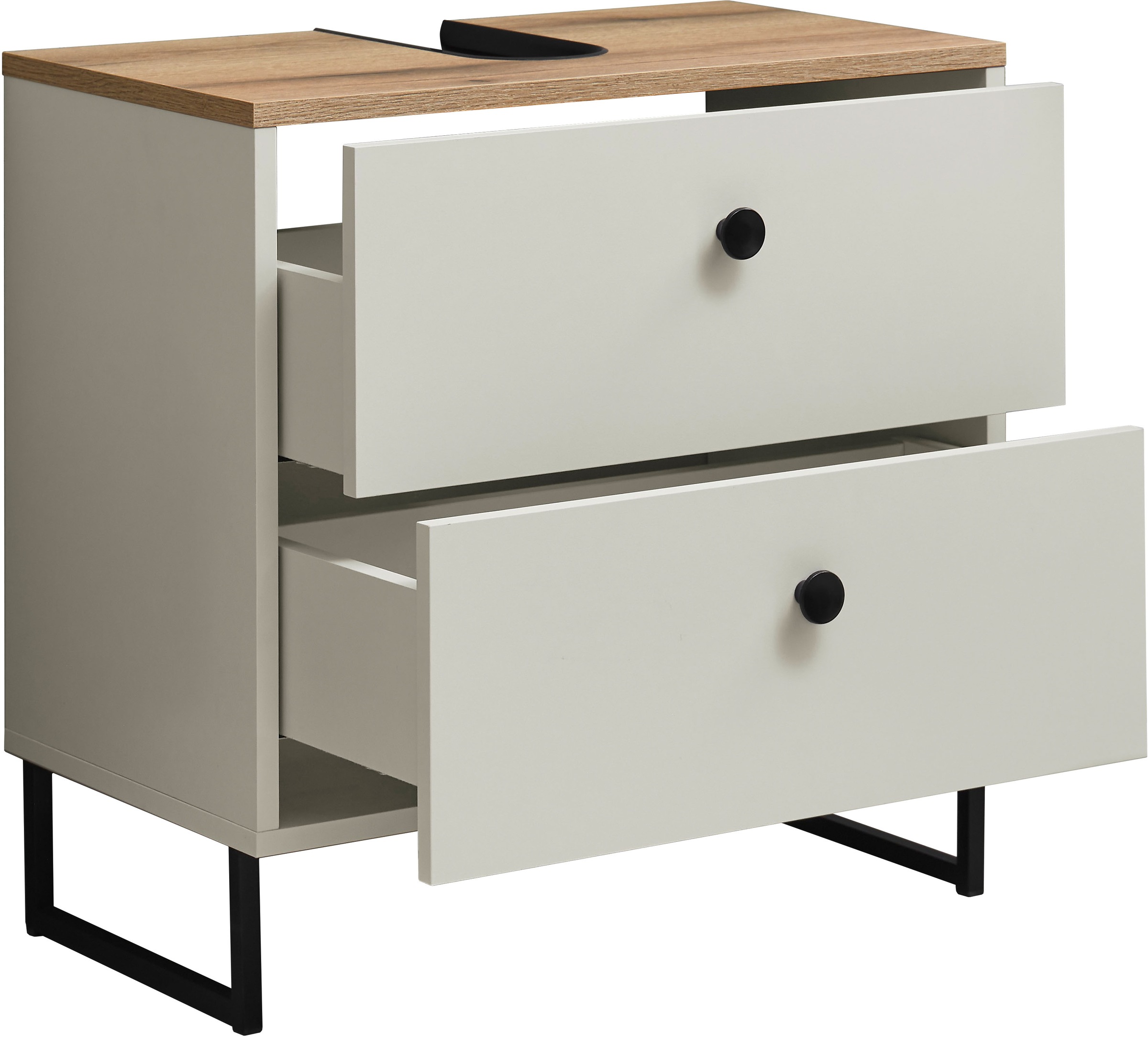 BASIC by Balculina Armoire sous lavabo »Linea« 1 cuis tlg. Largeur 60cm, pieds profilés en U, extension sous plan