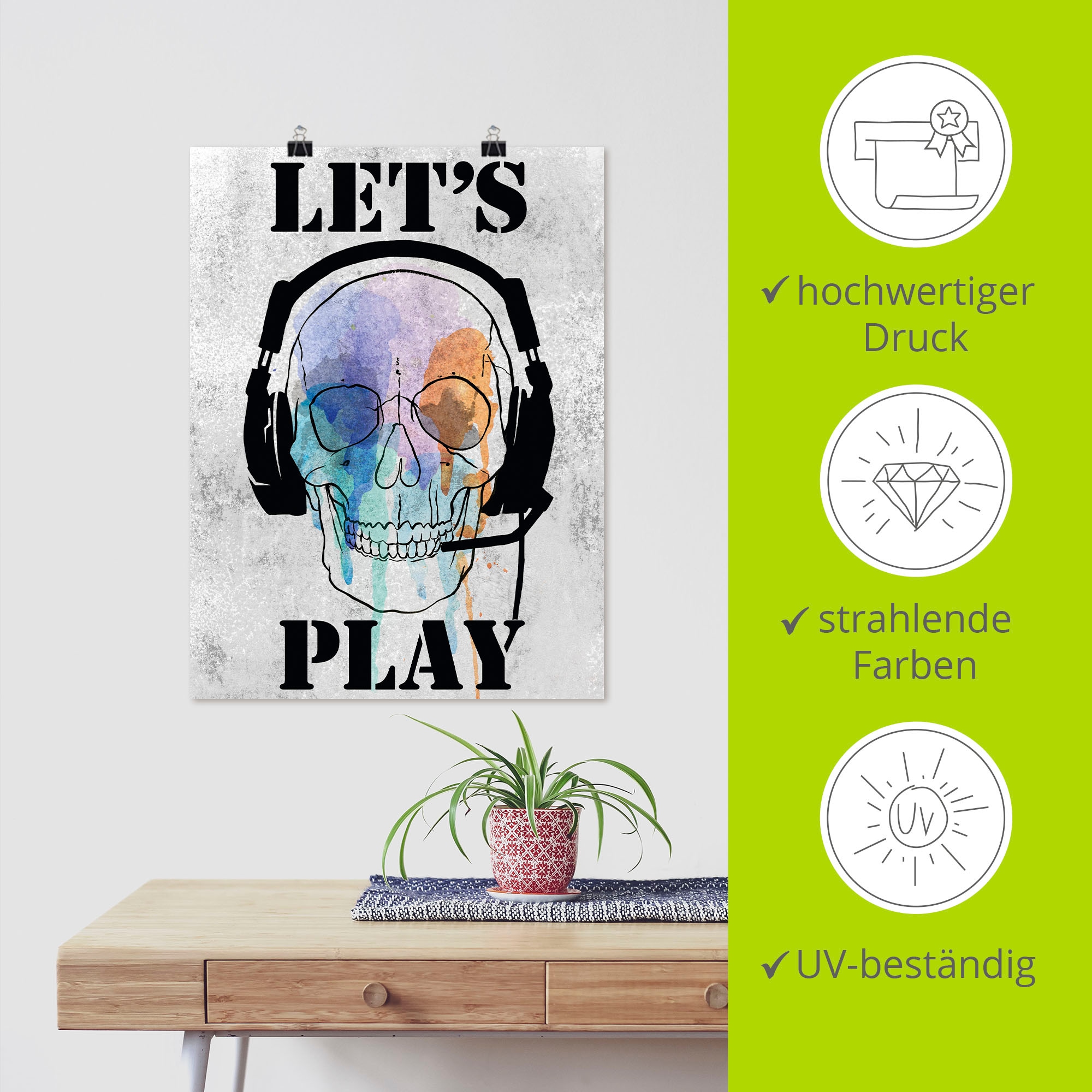 Artland Poster »Totenkopf Spiele I«, Anatomie, (1 St.), als Alubild, Leinwandbild, Wandaufkleber oder Poster in versch. Grössen