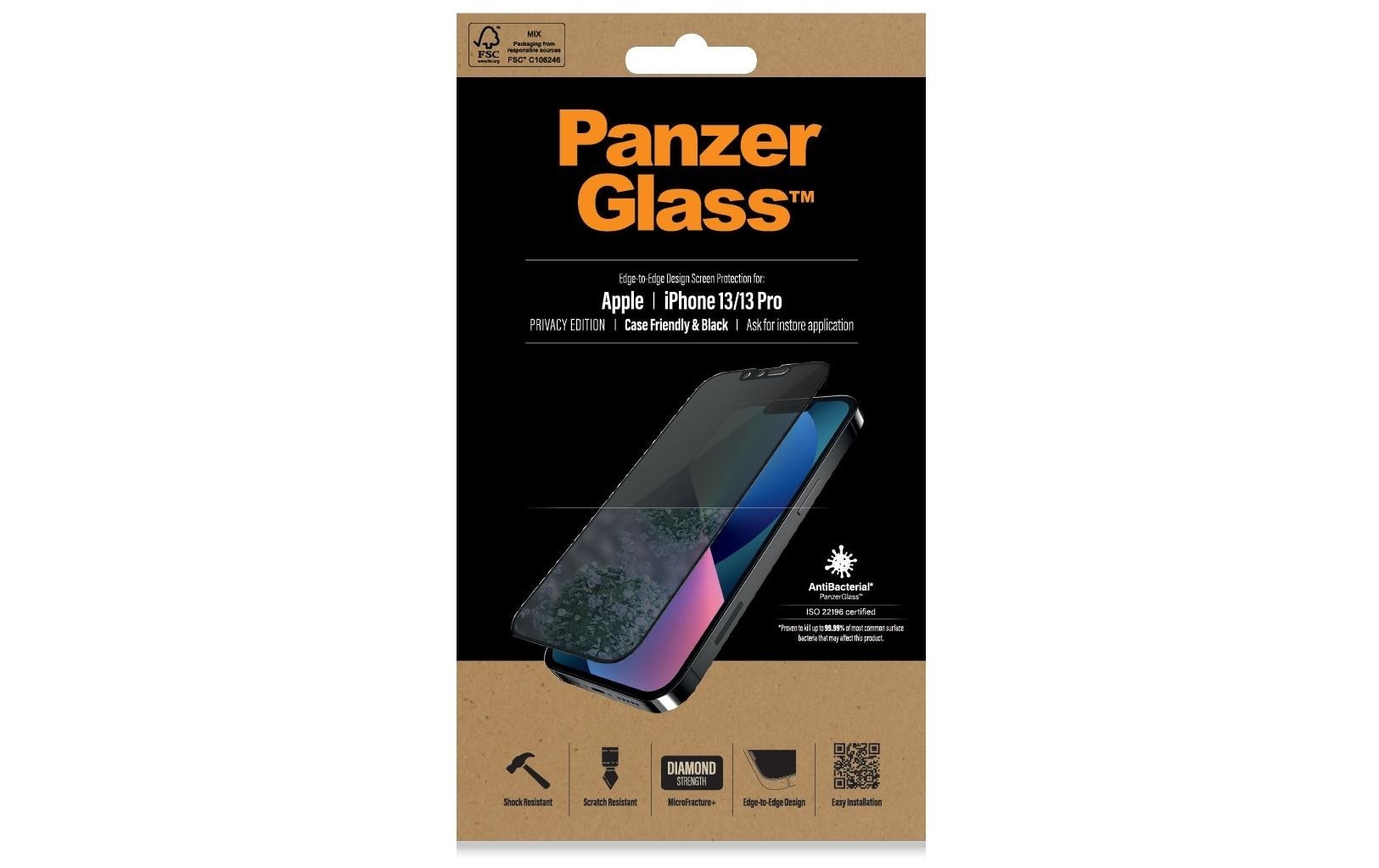 Image of PanzerGlass Displayschutzglas »Displayschutz CF AB«, für iPhone 13, iPhone 13 Pro, Mit Rahmen bei Ackermann Versand Schweiz