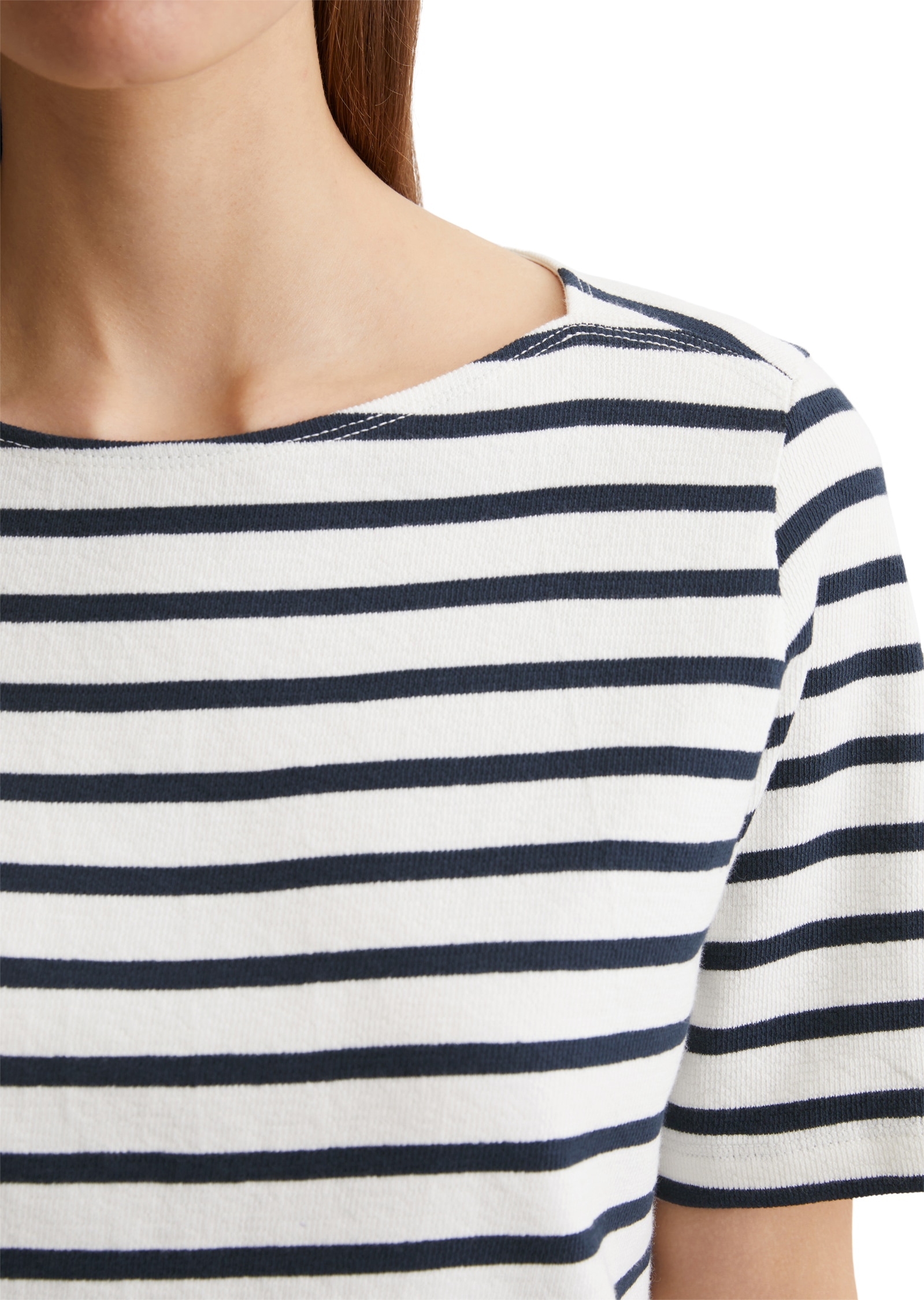 Marc O'Polo T-Shirt, geringelt, U-Boot-Ausschnitt, gerade schnitten
