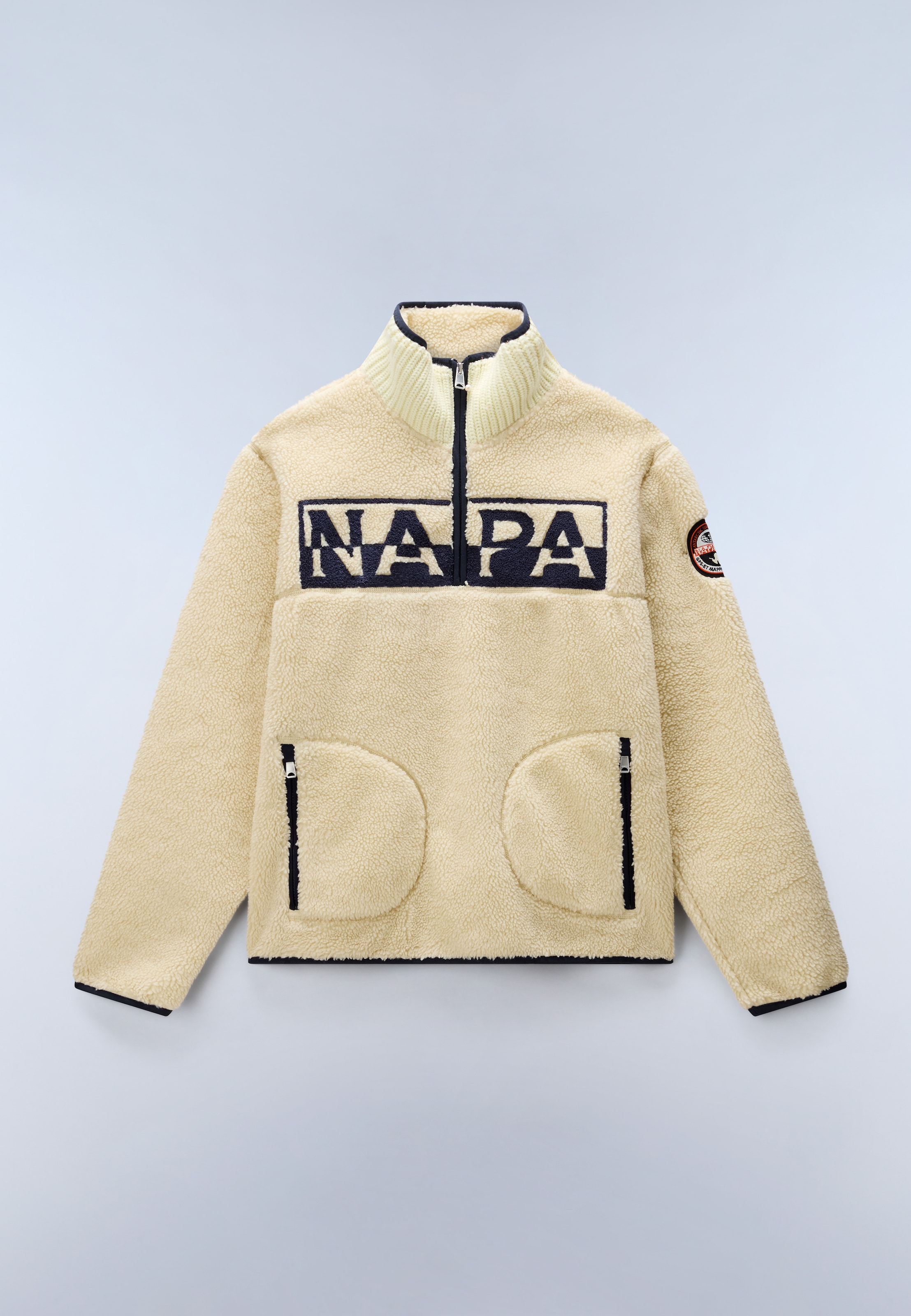 Napapijri T-shirt en polaire »T-ARCHIVE FLEECE HZ PUTTY N5E« en polyester, toucher doux, aussi en grandes tailles