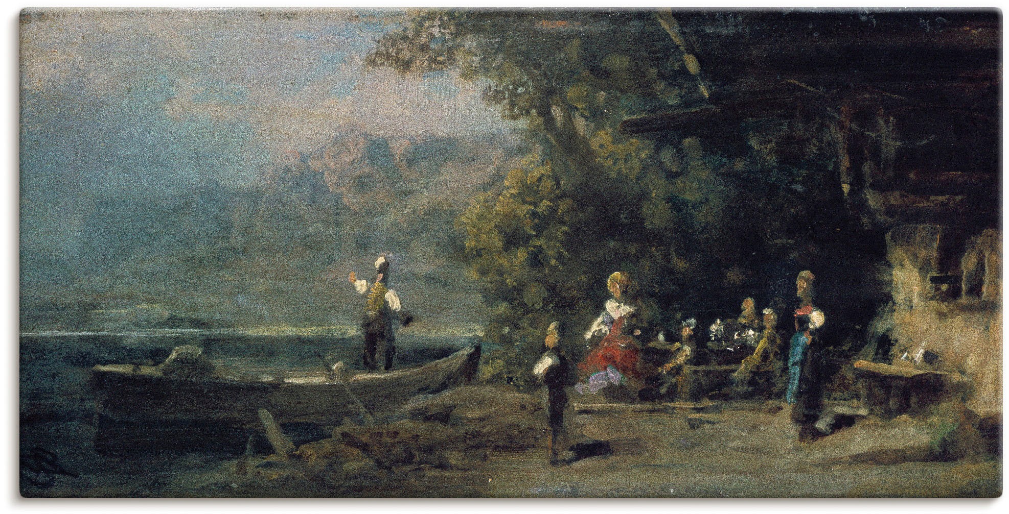 Image of Artland Wandbild »Wirtshaus am See«, Gruppen & Familien, (1 St.), in vielen Grössen & Produktarten -Leinwandbild, Poster, Wandaufkleber / Wandtattoo auch für Badezimmer geeignet bei Ackermann Versand Schweiz