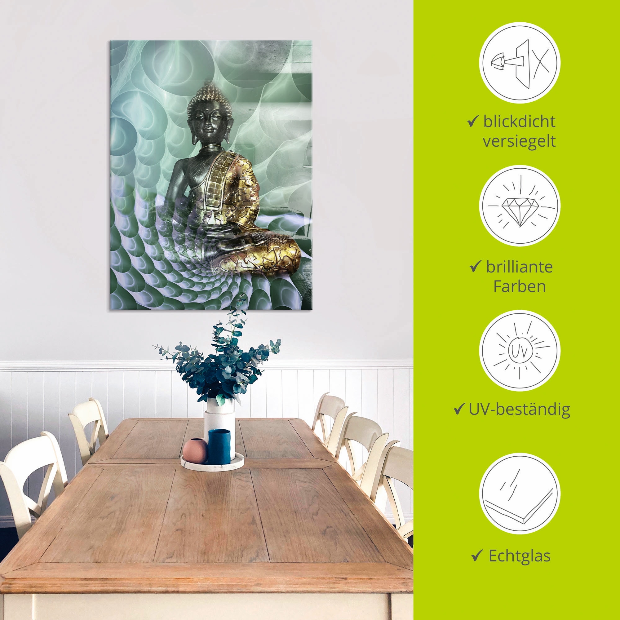 Artland Glasbild »Buddhas Traumwelt CB«, Religion, (1 St.), in verschiedenen Grössen