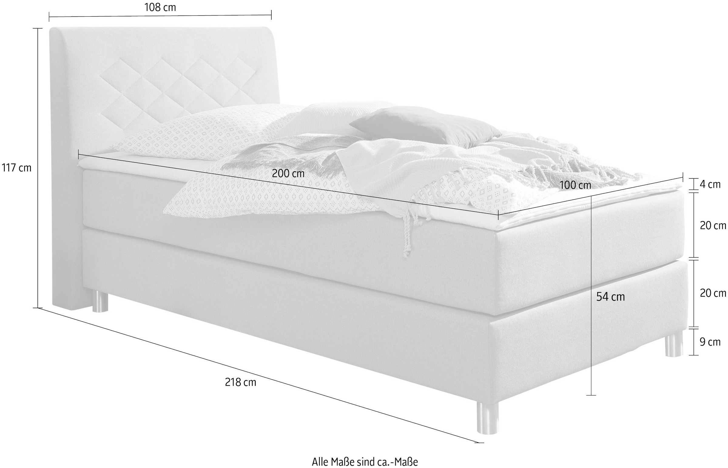 Home affaire Lit boxspring »Parla« incl. topper, 4 couleurs en 4 largeurs, 2 degrés de fermeté, 3 types de matelas