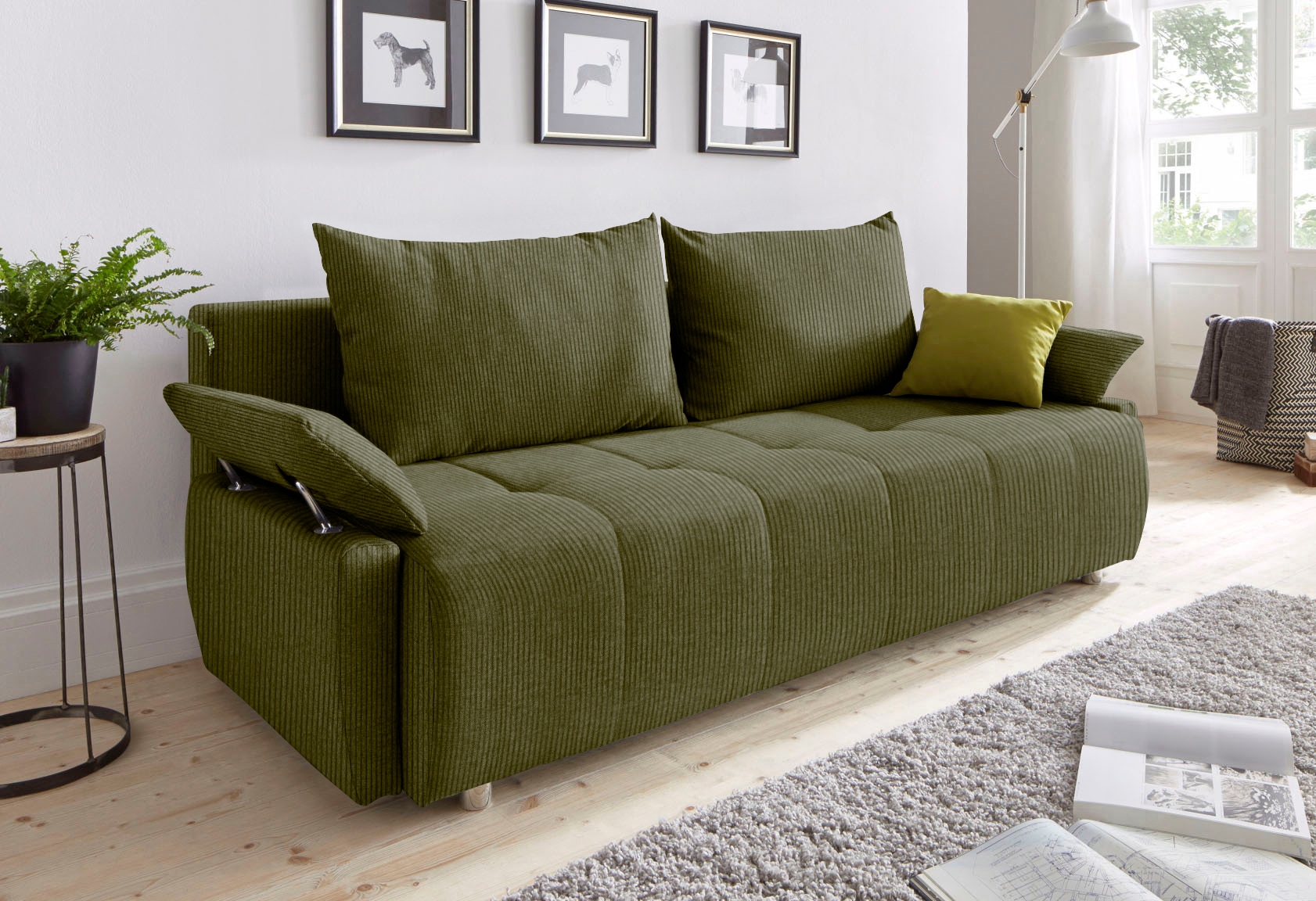 Image of COLLECTION AB Schlafsofa "Funtastic, B: 212 cm, Liegefl. 145x187 cm, Armteilverstellung,in Cord" Schlaffunktion, Bettkasten & Zierkissen, Gästebett mit Federkern