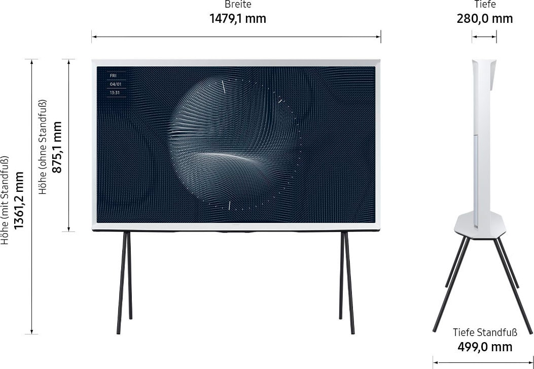 Samsung LED Lifestyle Fernseher »65" QLED 4K The Serif (2022)«, 163 cm/65 Zoll, Smart-TV, Quantum HDR,Bestes Upscaling dank Quantum Prozessor 4k,Mattes Display