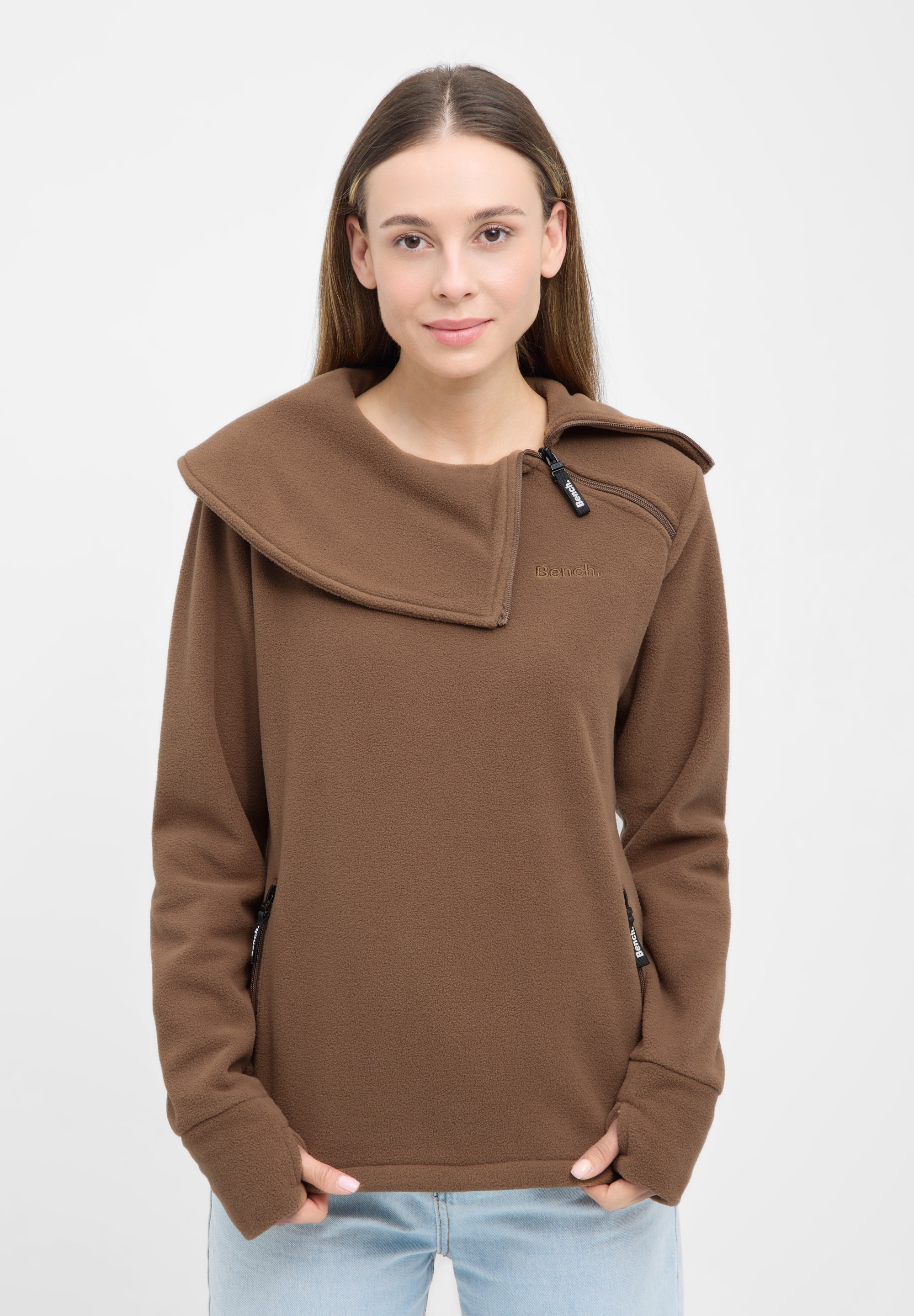Bench. Fleecepullover »APRILLE«, warmes, tailliertes Fleeceshirt mit Troyerkragen und Seitentaschen
