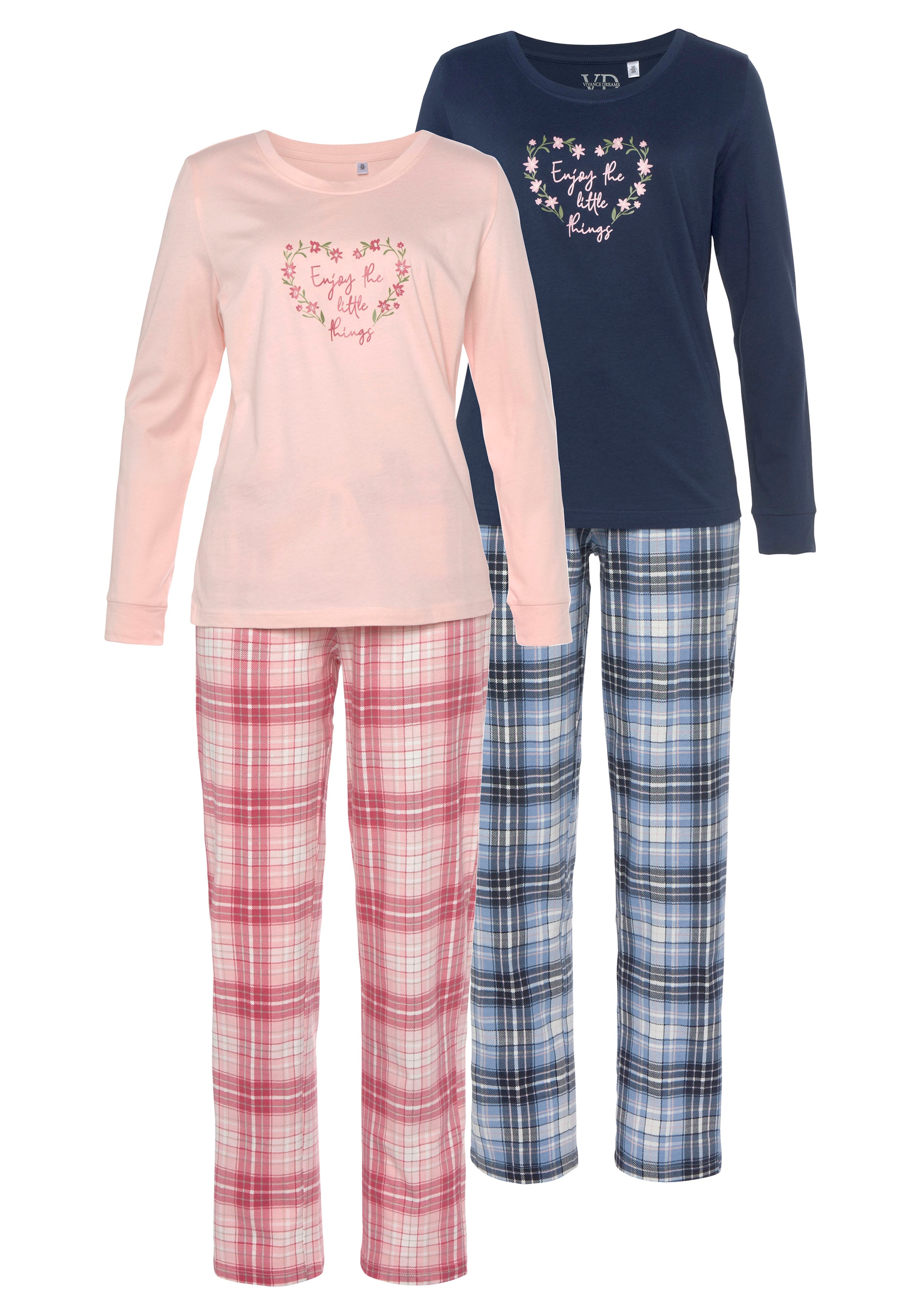 ♕ Vivance Dreams Pyjama, (Packung, im 2 Doppelpack 4 Stück), auf versandkostenfrei Blumendruck mit und tlg., Karo