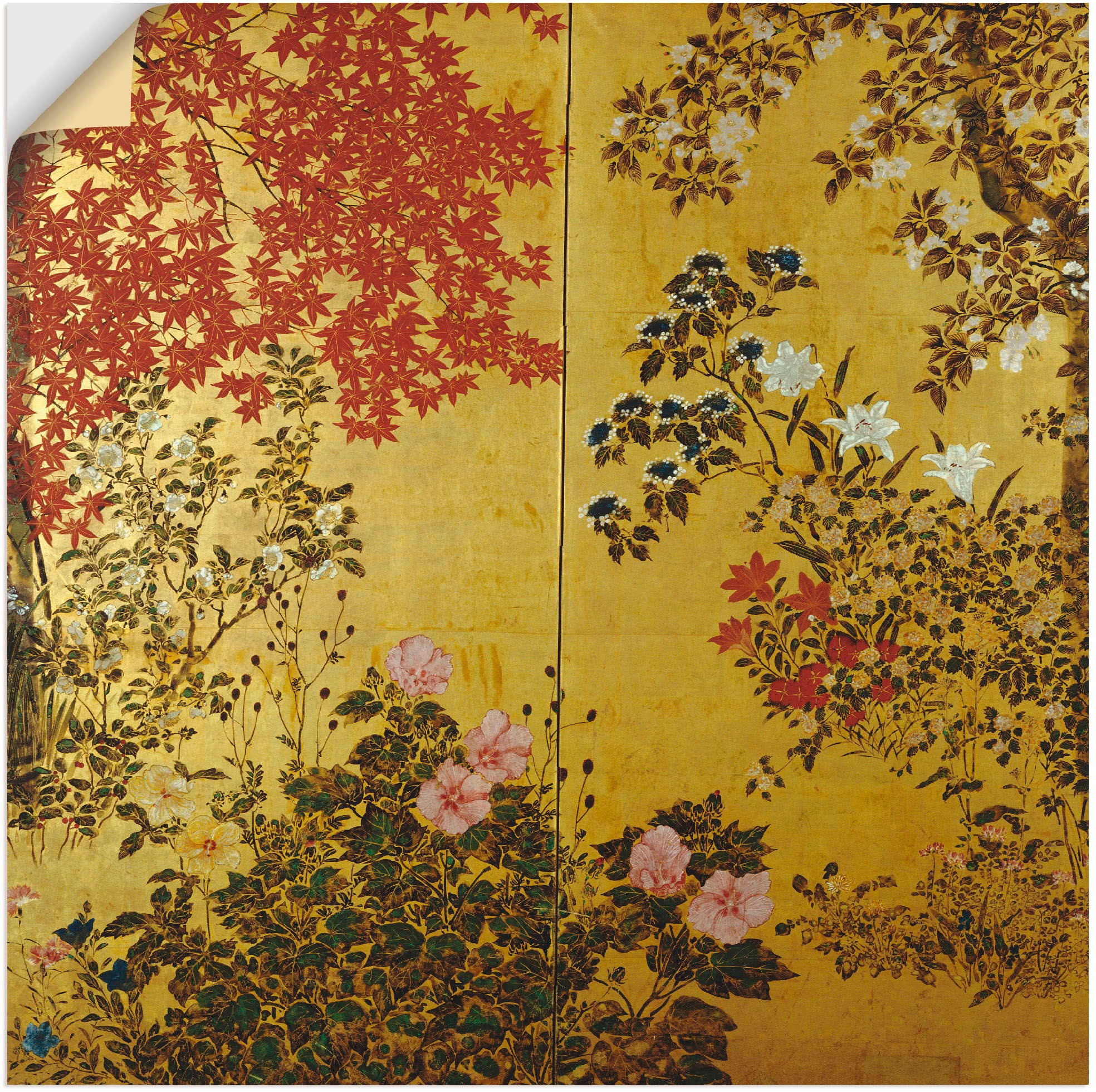 Artland Wandbild »Japanischer Wandschirm 18. Jahrhundert«, Pflanzen, (1 St.), als Leinwandbild, Poster, Wandaufkleber in verschied. Grössen