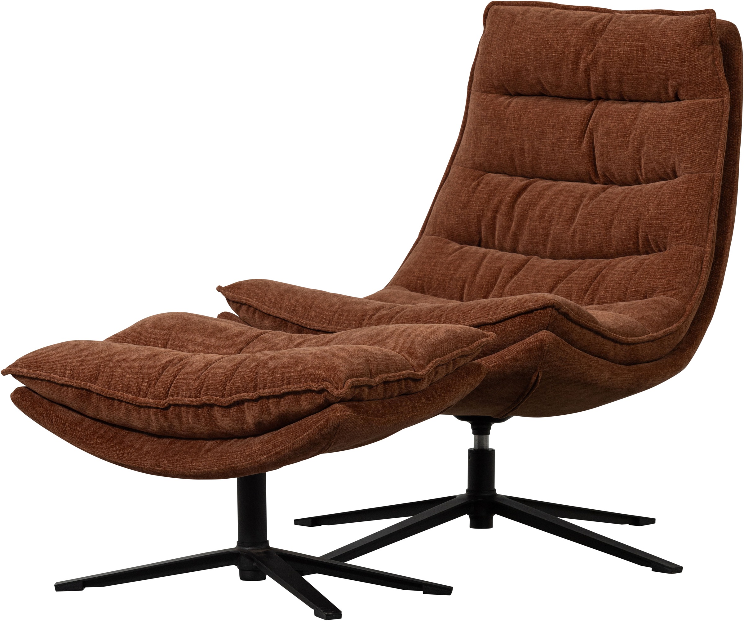 WOOOD Fauteuil pivotant »Kube mit Drehmechanismus inkl. Hocker B 74 x T 89 x H 100 cm« revêtement Newt-Chenille, haute résistance à l'usure, capacité de charge 120 kg