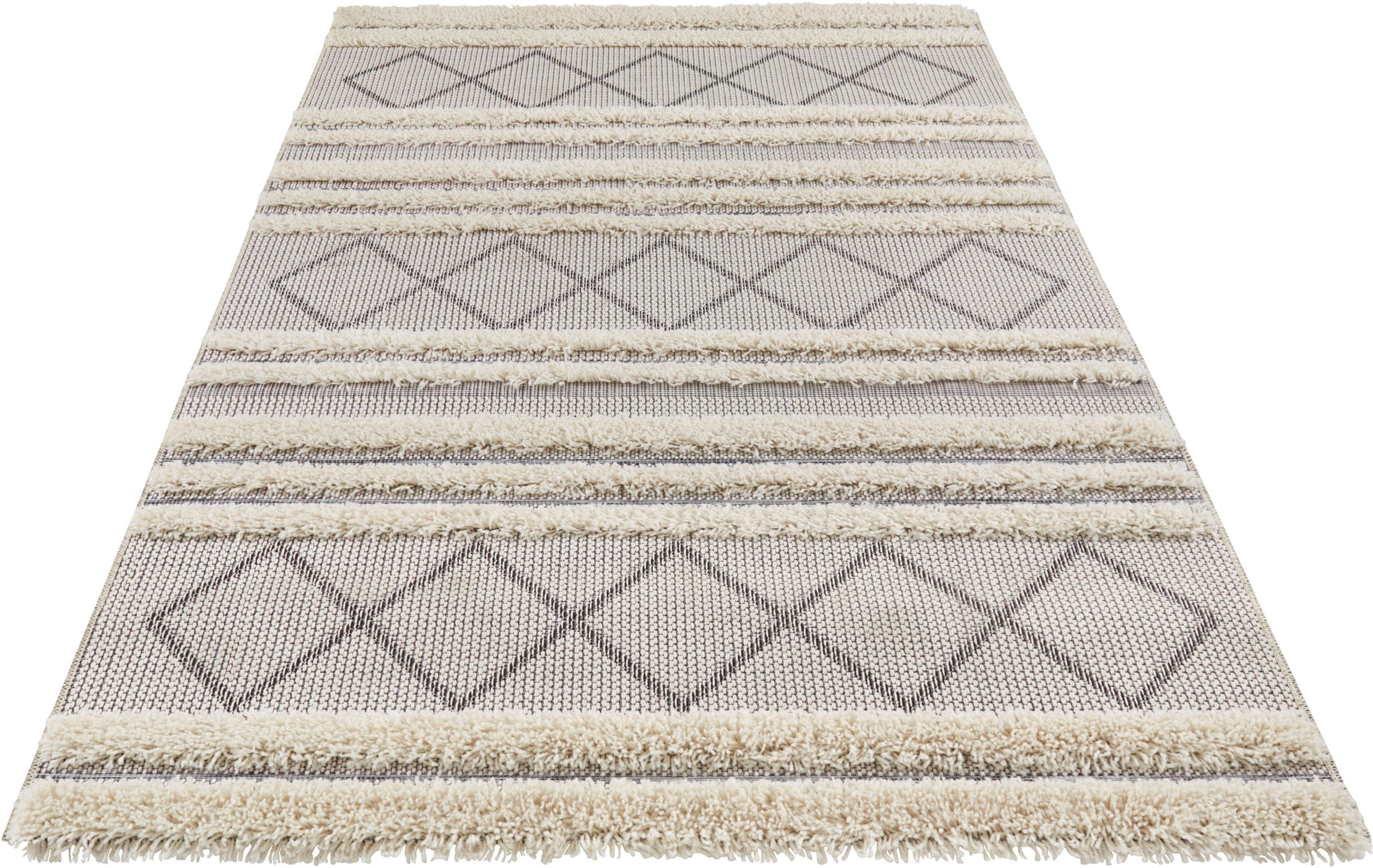 Image of freundin Home Collection Teppich »Safi«, rechteckig, 35 mm Höhe, In- und Outdoor geeignet, Hoch-Tief-Struktur, Rauten Design, Wohnzimmer, Terasse, Balkon, Robust, Pflegeleicht bei Ackermann Versand Schweiz