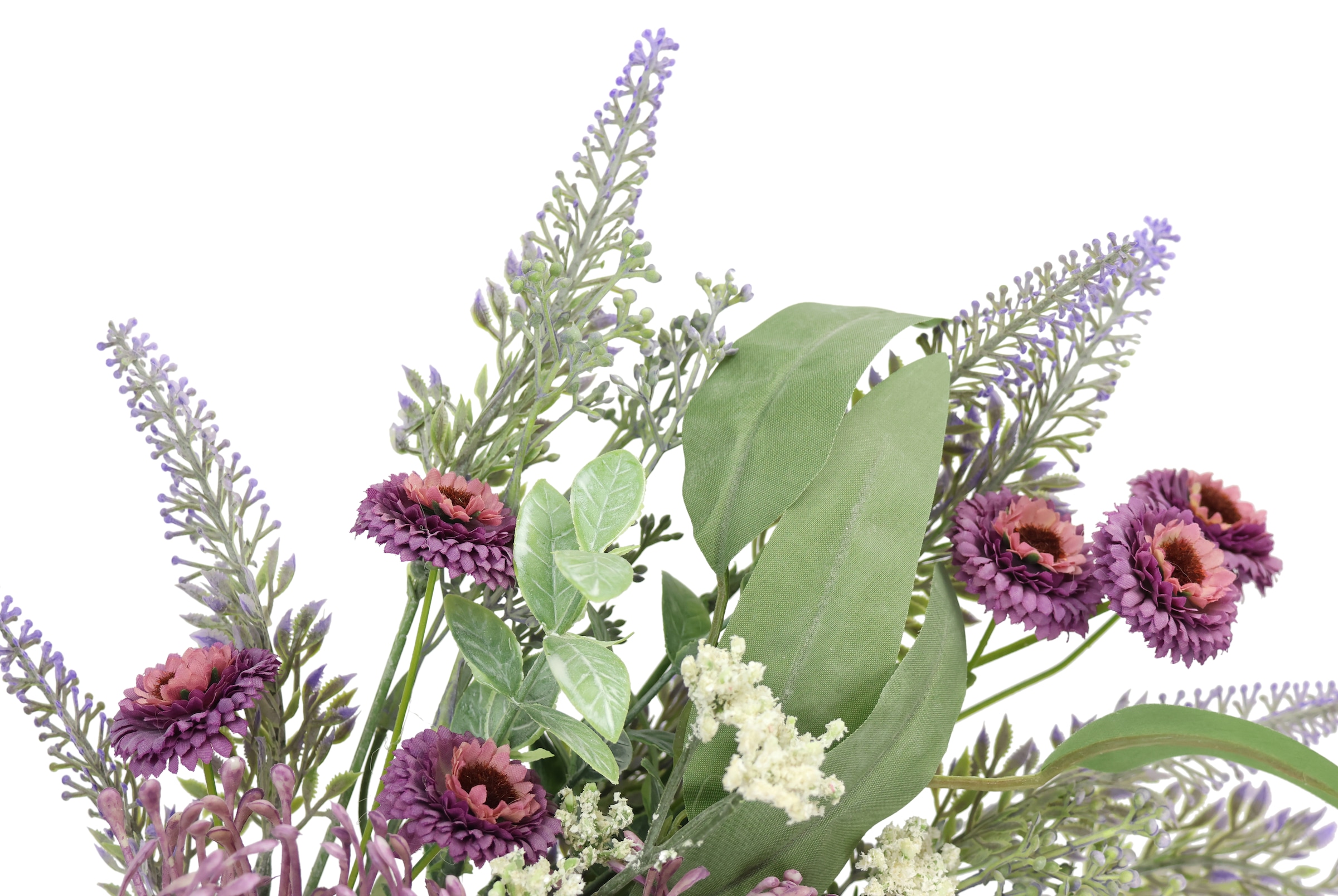 I.GE.A. Kunstblume »Kunstblumen-Strauss Protea Zinnien Lavendel«, Bouquet Blumensträusse Dekoblume Blumen Grabdeko
