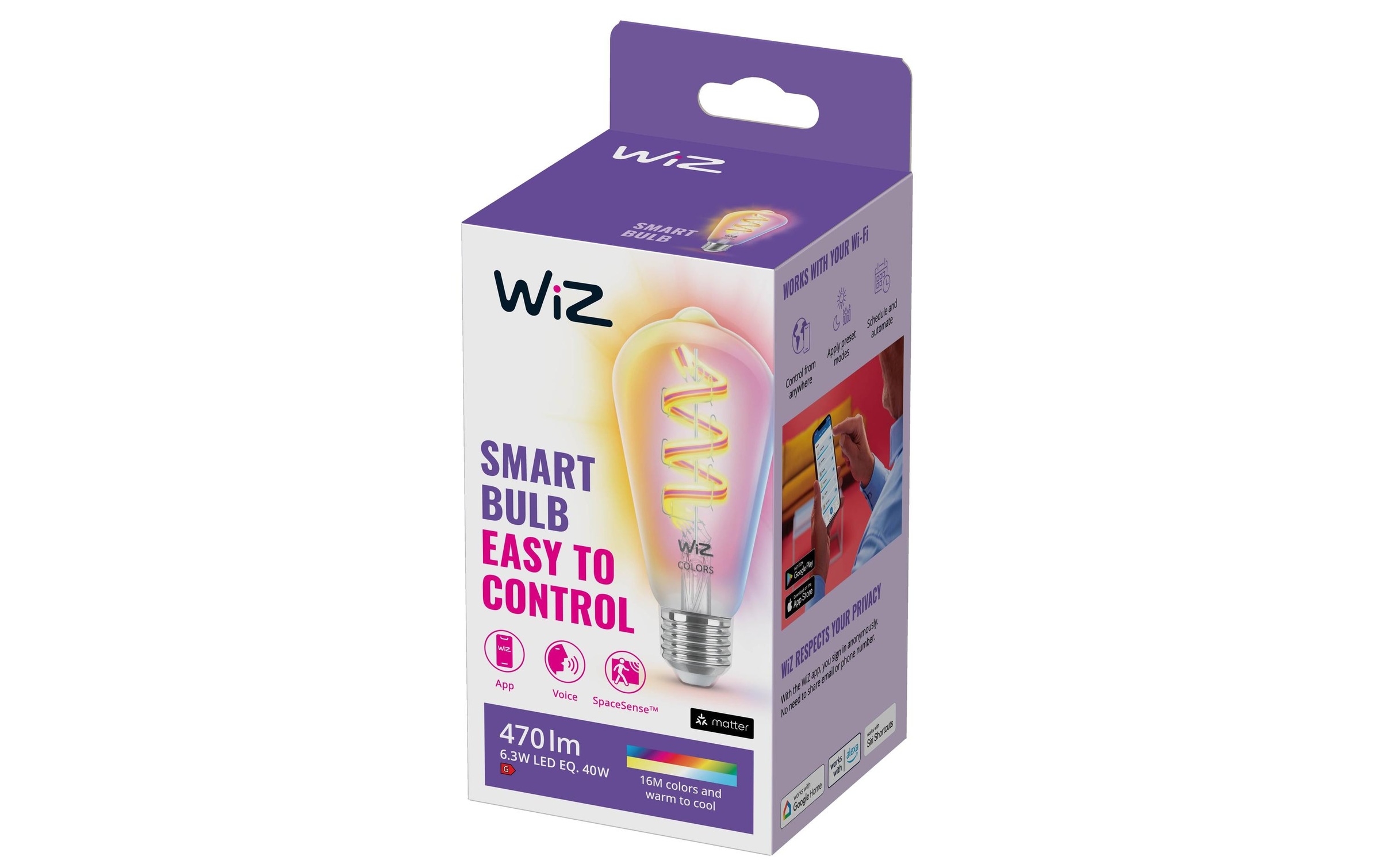 WiZ Smarte LED-Leuchte »6.3W 40W E27 ST6« E27 Farbwechsler