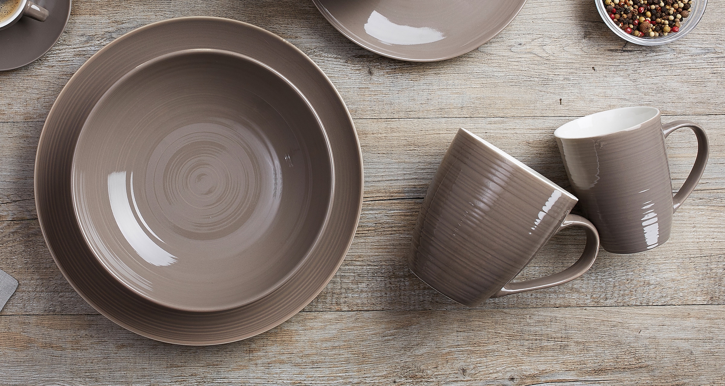 Ritzenhoff & Breker Kombiservice »Geschirr-Set, Service Suomi«, (Set, 12 tlg., 4 Teller Flach, 4 Schalen (800 ml), 4 Kaffeebecher (300 ml), skandinavisches Design, 12 Teile, für 4 Personen