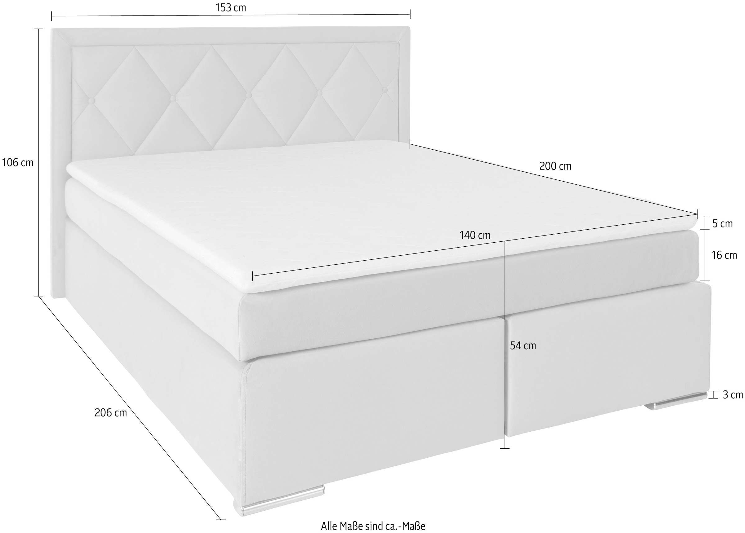 Leonique Boxbett »Alfie, Bestseller, wahlweise mit Bettkasten«, mit Knopfheftung im Kopfteil, H2, H3 und H4 wählbar